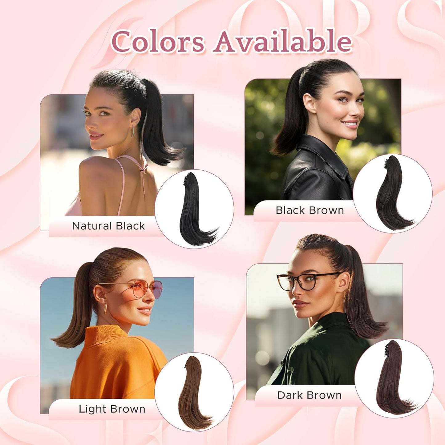 Ponytail Extensions - 10" Short Claw Clip in Natural Soft Synthetic Hairpiece | #4 Dark Brown