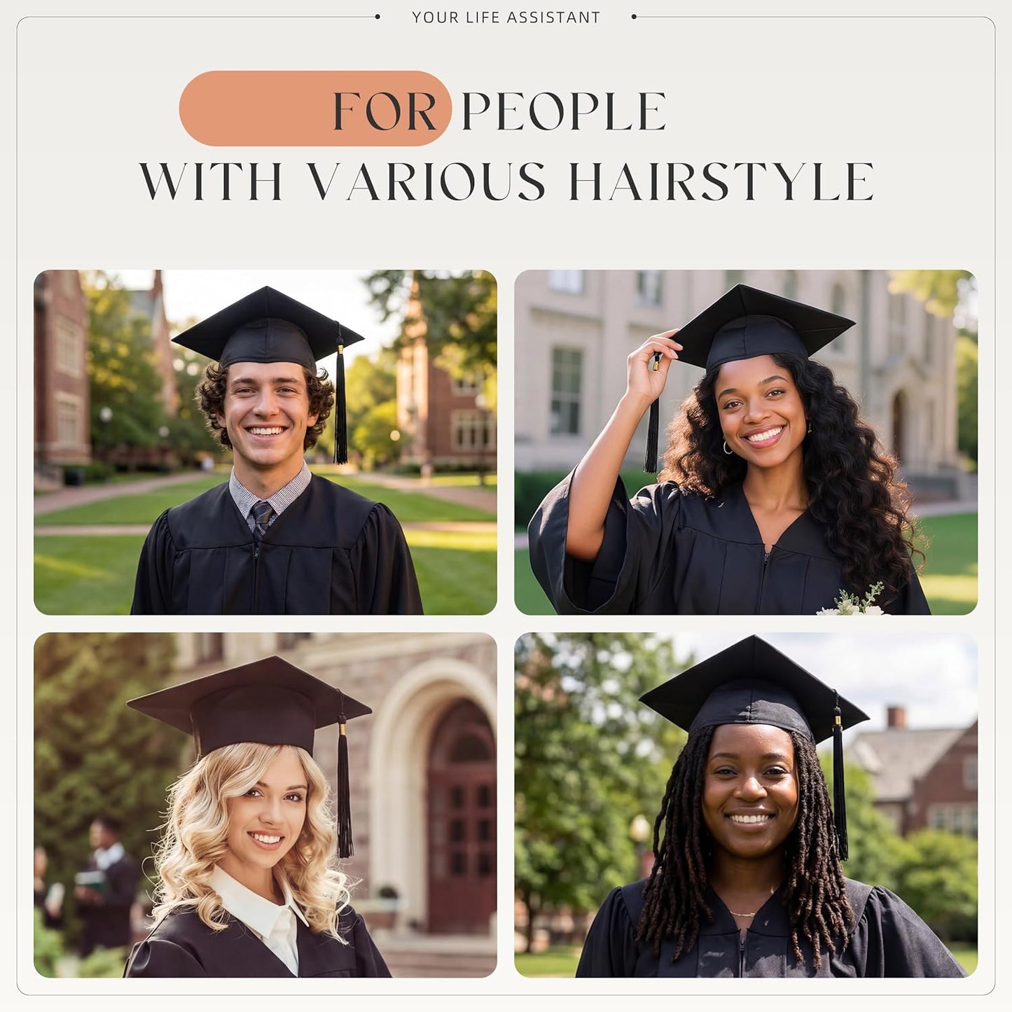 Graduation Cap Headband Insert - No-Slip Mortarboard Stabilizer Band with Adhesive Pad | Keeps Cap Secure & Level