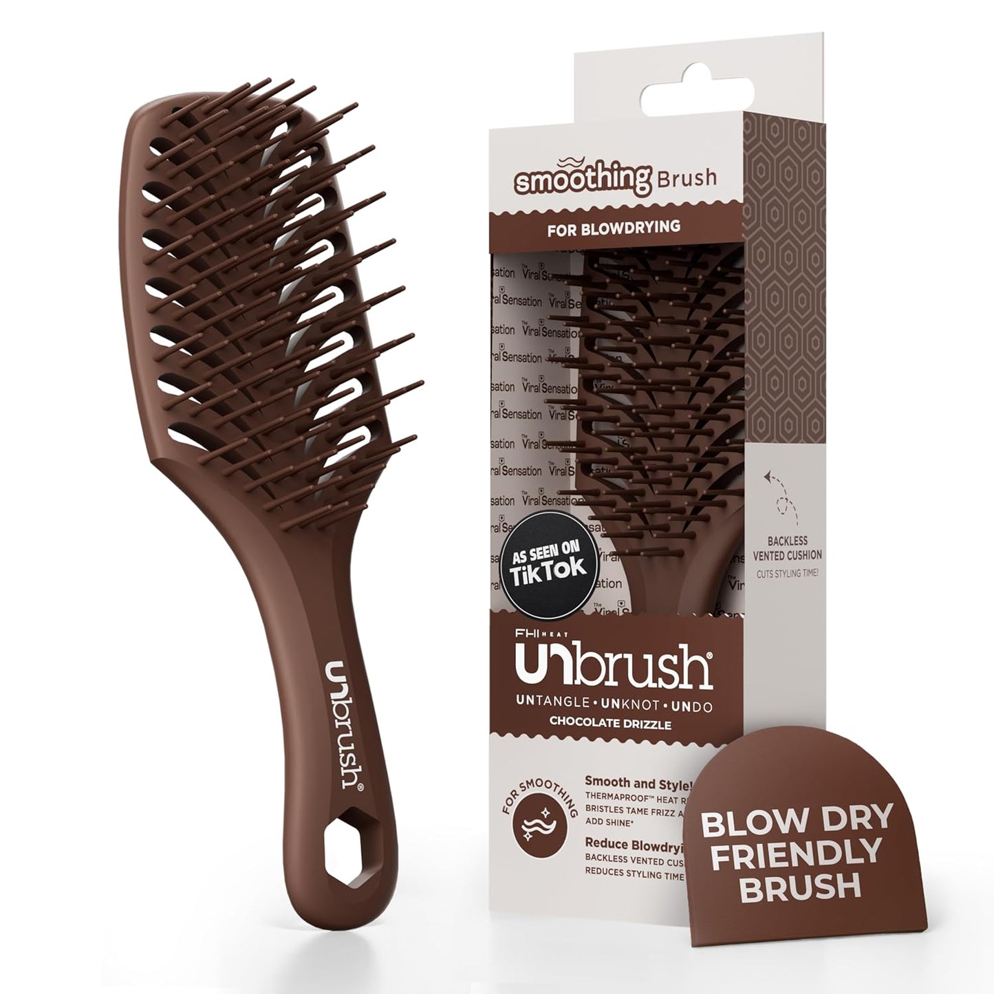 FHI Heat Detangling Smoothing Brush - Heat Resistant for Pain-Free Brushing on All Hair Types
