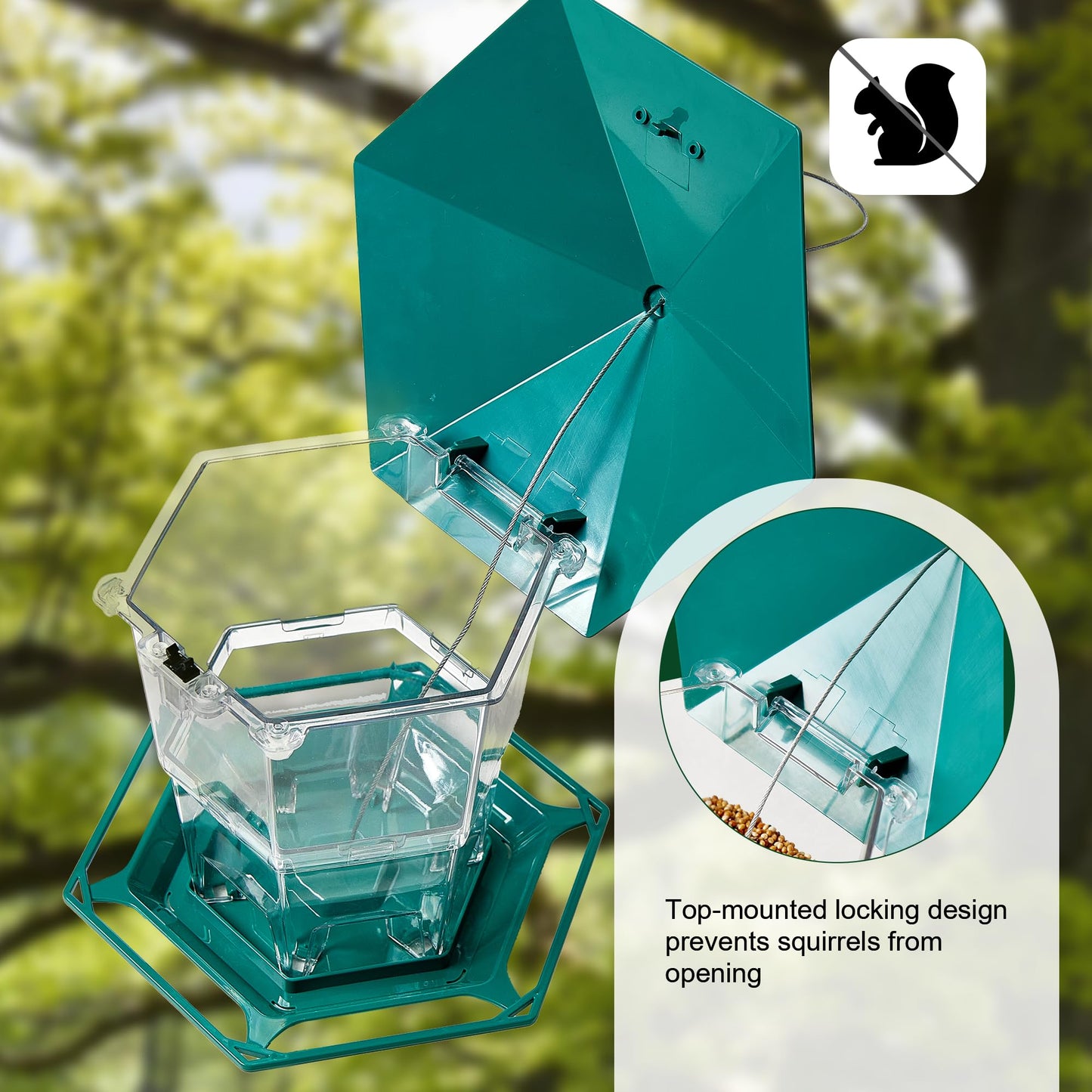 KSIA Klear Bird Feeder for Outdoor Hanging, Squirrel Proof Bird Feeders, Wild Birdfeeders Outside Hanging, Large Capacity Birdfeeder for Cardinal, Attracting Wild Birds, 1 Pack