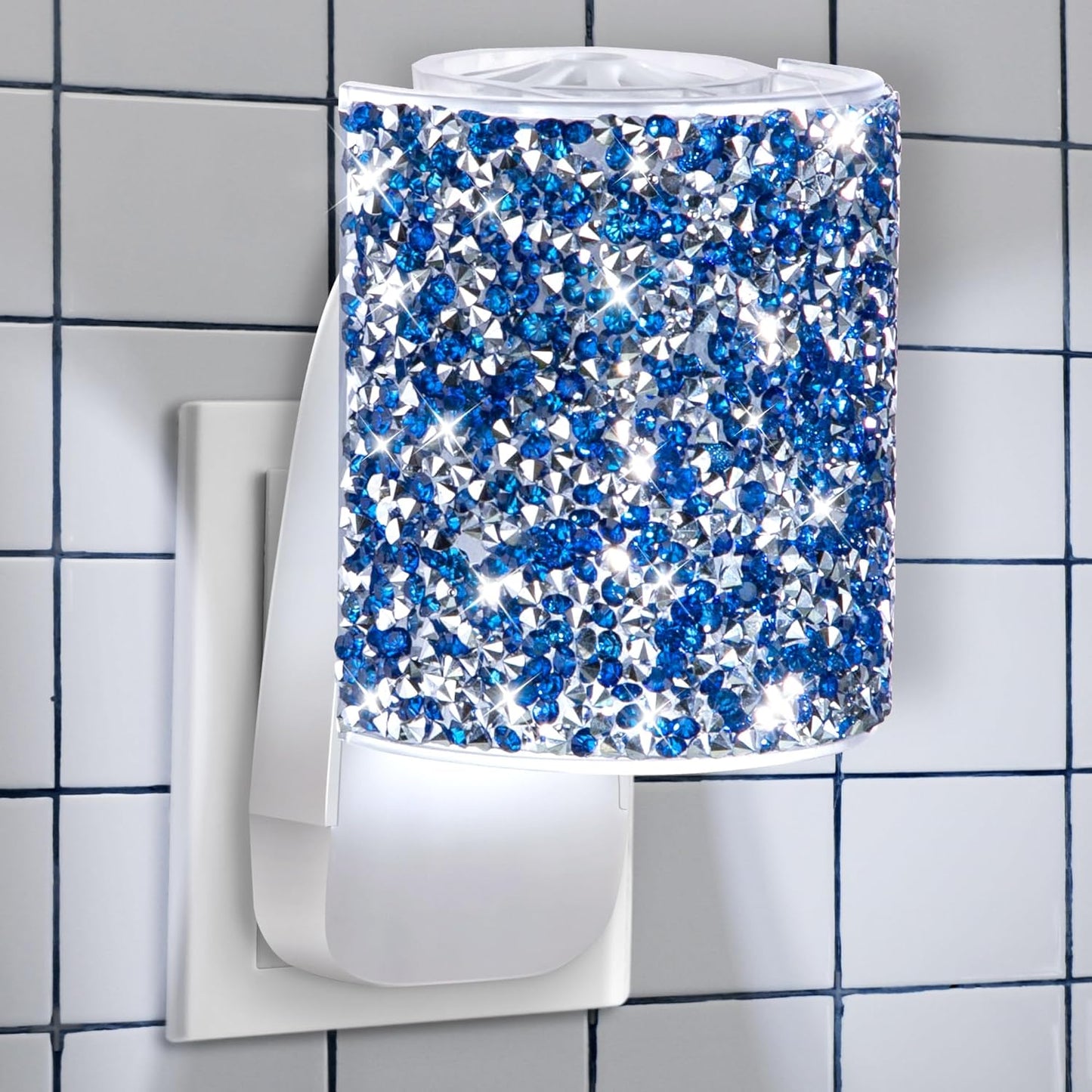 Wall Fragrance Plug-In with Night Light | Essential Oil Diffuser for Home & Office - Round Rhinestone (Royal Blue)