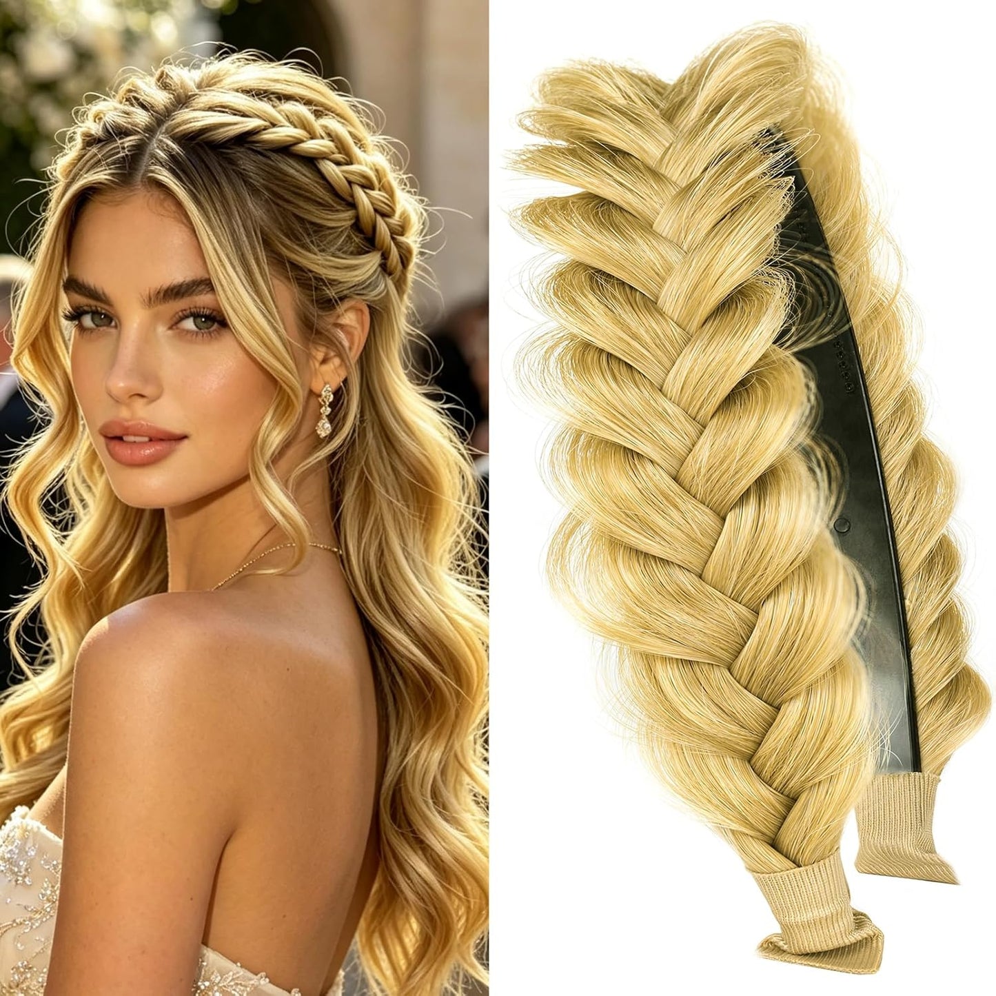 Braided Headband - Elastic Non-Slip Fashion Hair Accessory for Women & Girls | Ocher Color