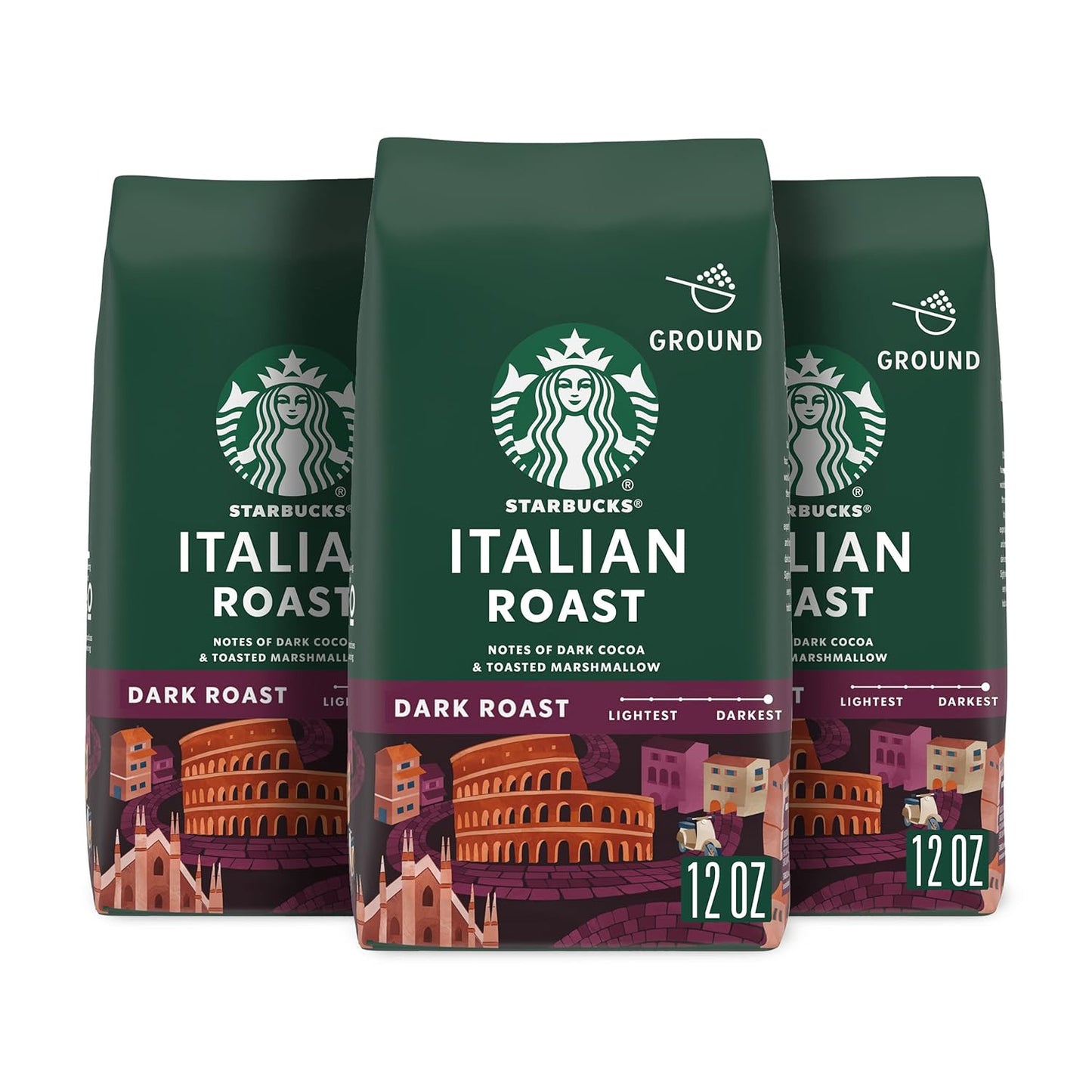 Starbucks Ground Coffee - Dark Roast Italian Blend | 100% Arabica, 18 oz Bag