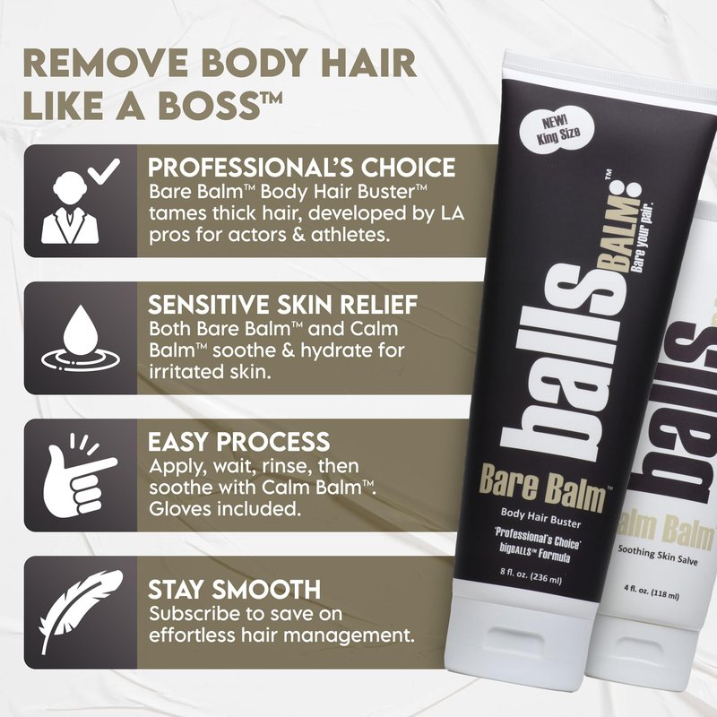 The Bare Pair Triple Pro Pac King Kombo - Body Hair Management System (w/Exfoliating Glove)