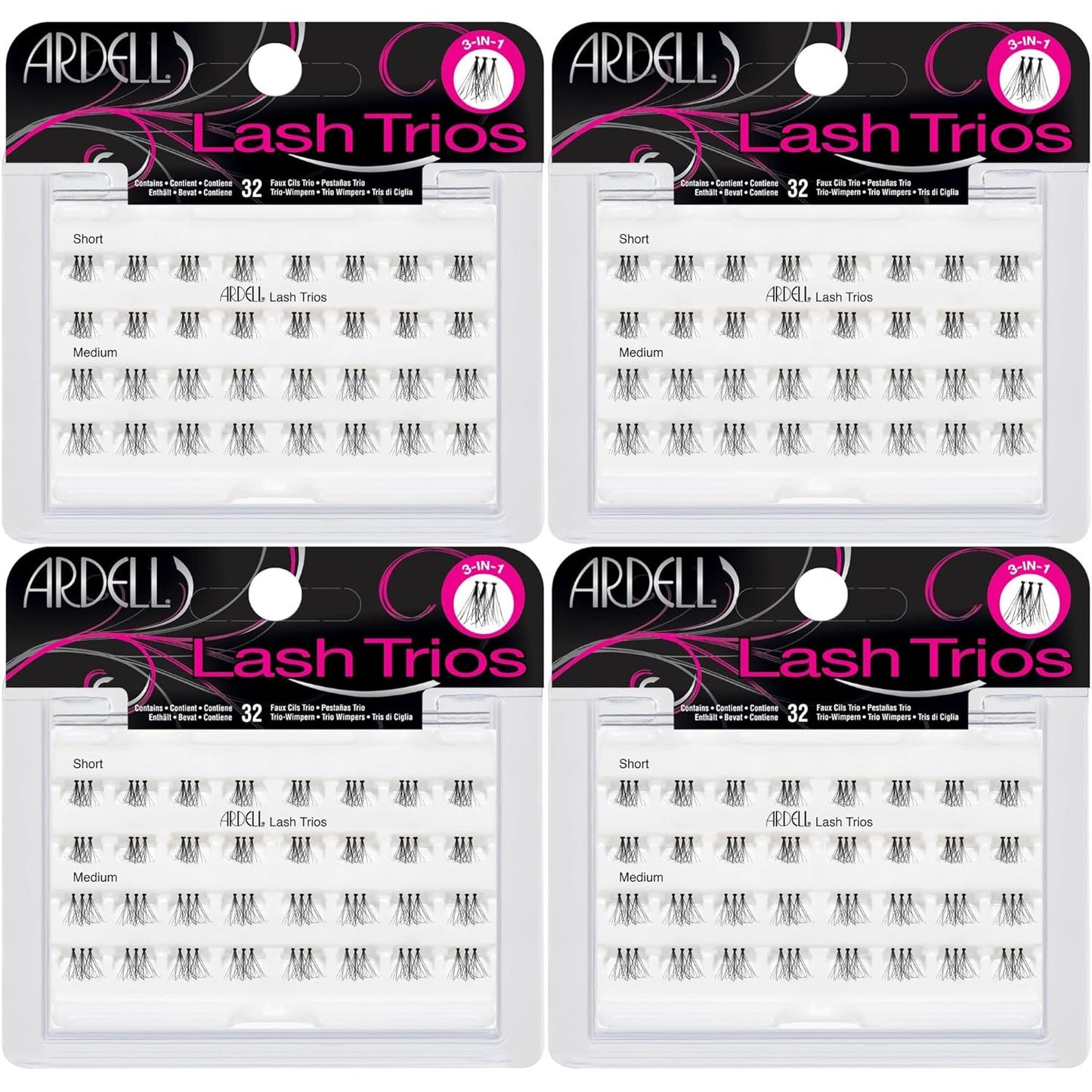 Cluster Lashes - Reusable DIY Lash Trios for Stunning Eyelash Extensions | Black, 4 Pack