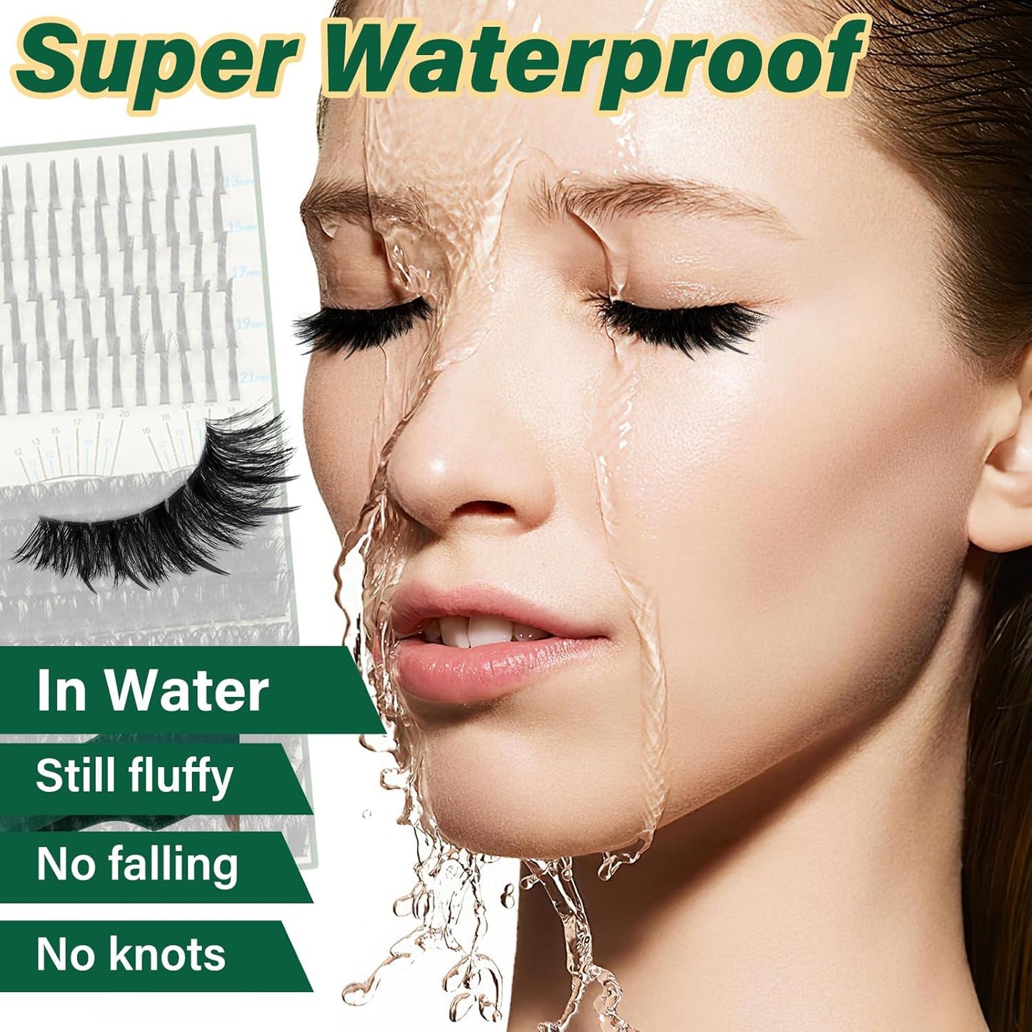 KEYYOU Eyelash Clusters Kit - 280 Pcs 100D Long Volume Lashes | Spiky Extensions 10-18mm Mix