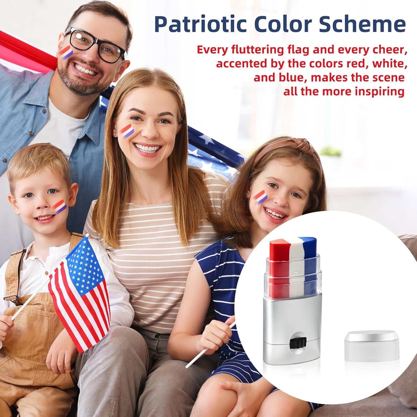Patriotic Face Paint Stick - Red, White & Blue Makeup for 4th of July | Easy Application for Sports & Events (1 PCS)