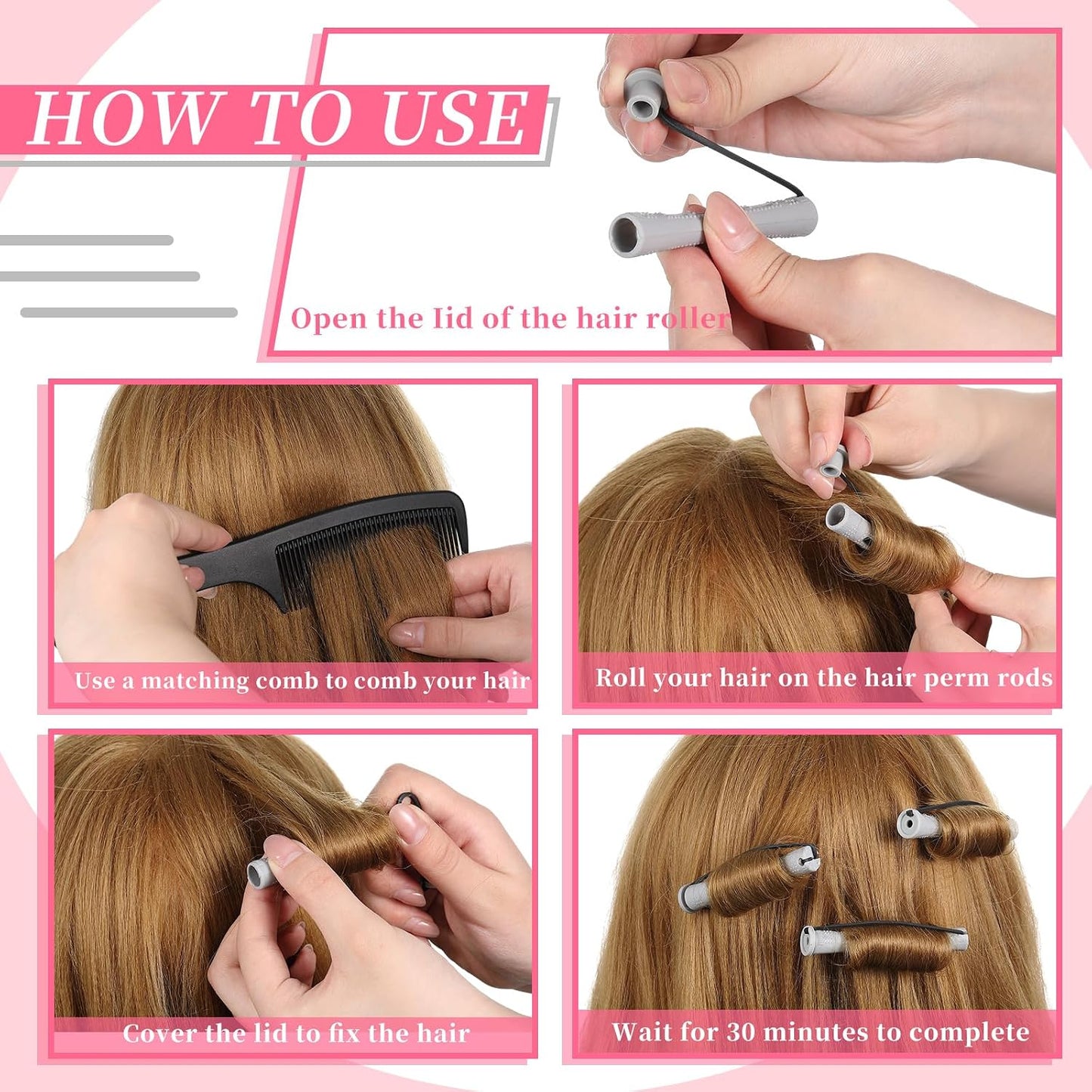160 Pcs Perm Rods for Natural Hair - No-Heat Plastic Curling Rollers | 0.59 Inch, Grey