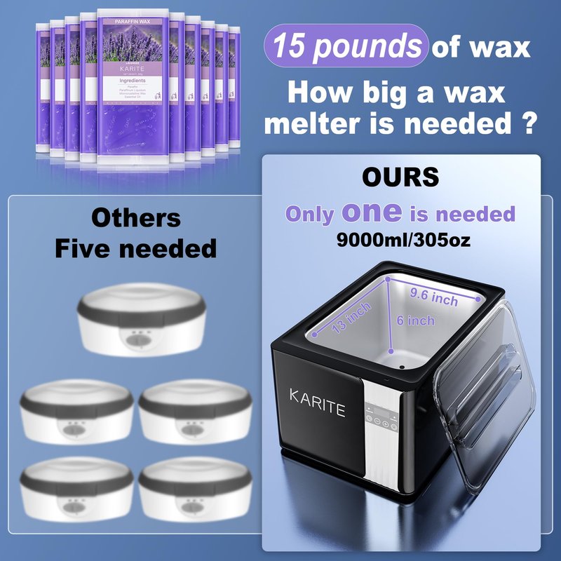 KARITE Paraffin Wax Machine for Hands and Feet, 9000ml Paraffin Wax Bath with Auto-Timer, Smart Mode, Precision Temperature Control, Paraffin Wax Warmer Kit with 16PCs Refills
