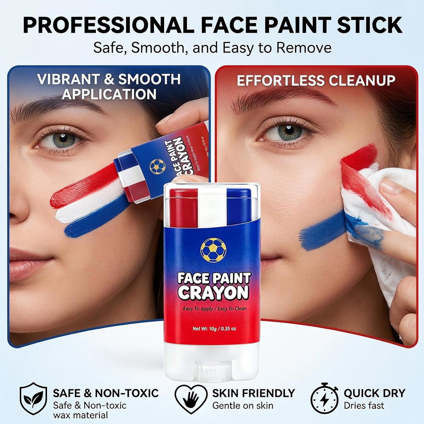Patriotic USA Flag Face Paint Stick - Red, White & Blue Body Paint for Sports Fans | Perfect for 4th of July & World Cup 2026