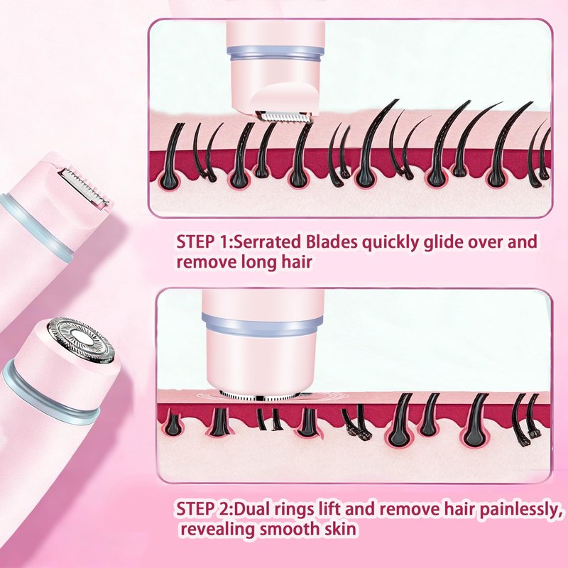 2026 New Bikini 2-in-1 Trimmer Electric Razor with Built-in LED Lights & Adjustable Cutter Head, Cleaning Brush，Fast USB Charge for Sensitive Skin Shaver for Body, Legs, Underarm,Complete Gift Set