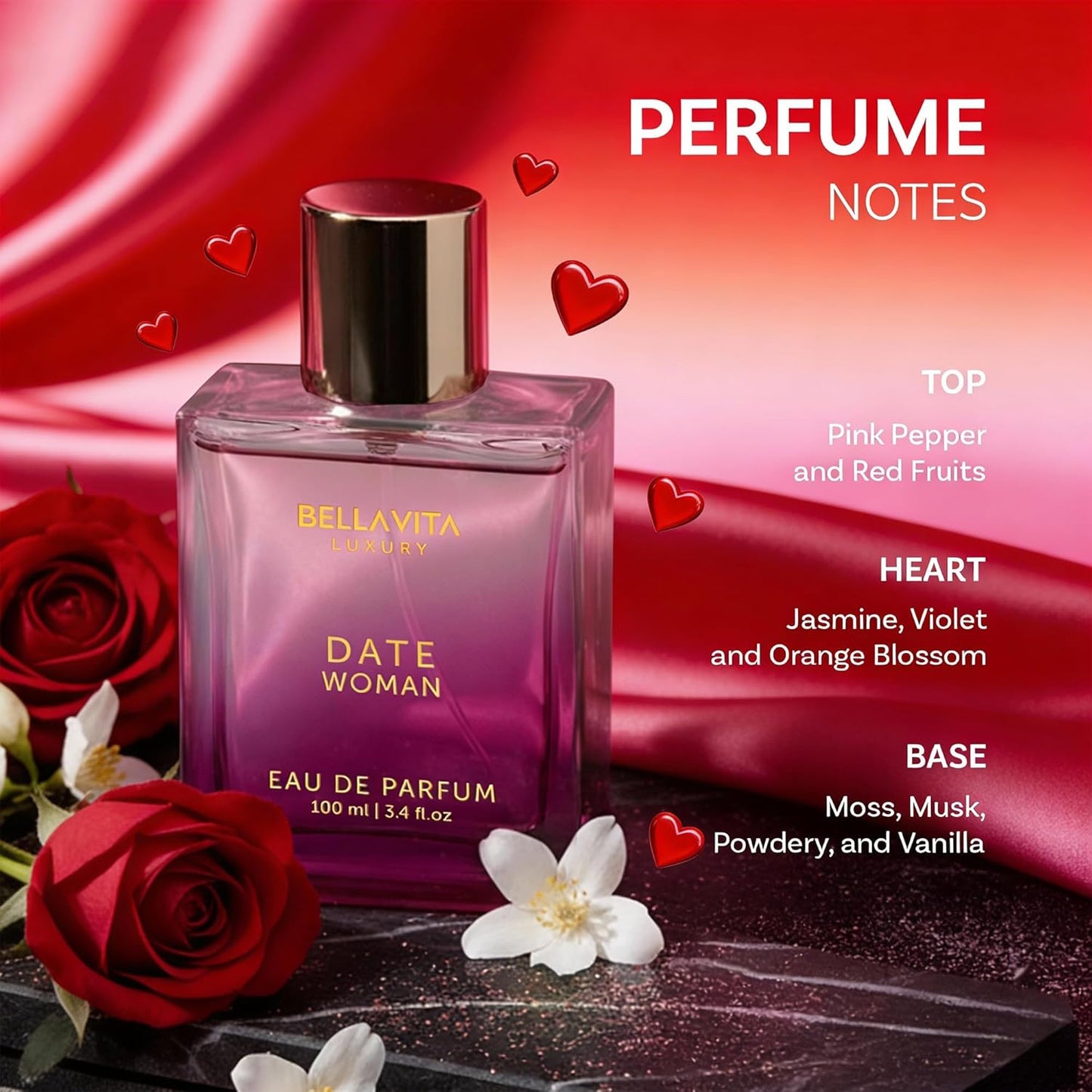 Luxury DATE Eau de Parfum for Women - Floral & Spicy Notes | 100 ml (3.4 fl. oz.) | Perfect Mother's Day Gift