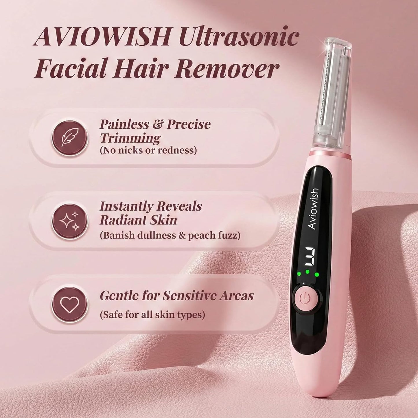 Upgraded Dermaplane Razor for Women - Professional Facial Hair Removal Tool with LED Light | 12 PCS Stainless Steel Blades, Non-Slip Handle, Travel Case