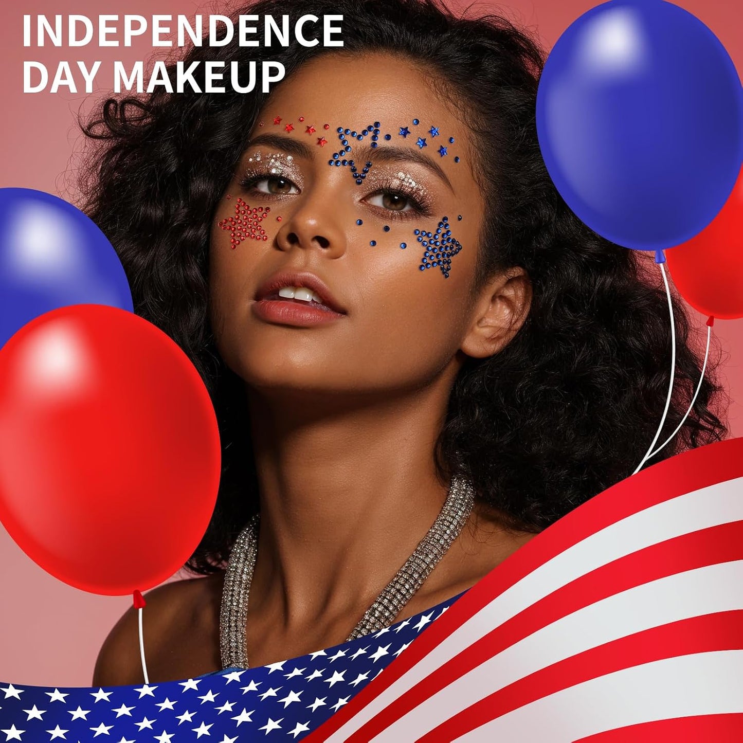 4th of July Star Face Gems - Self-Adhesive Rhinestone Stickers for Women | Festive Face, Body & Hair Accessories