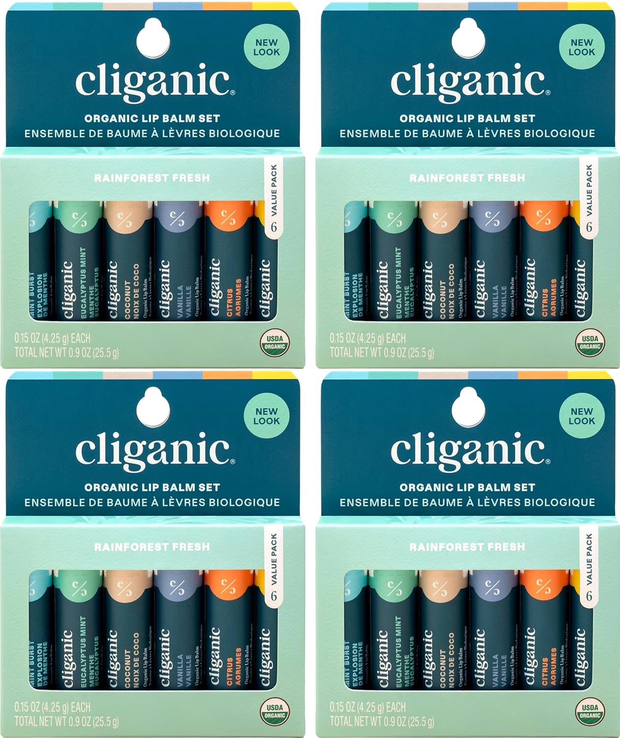 Organic Lip Balm Set - 6 Flavors of 100% Natural Hydrating Moisturizers | Perfect Gift for Dry Cracked Lips