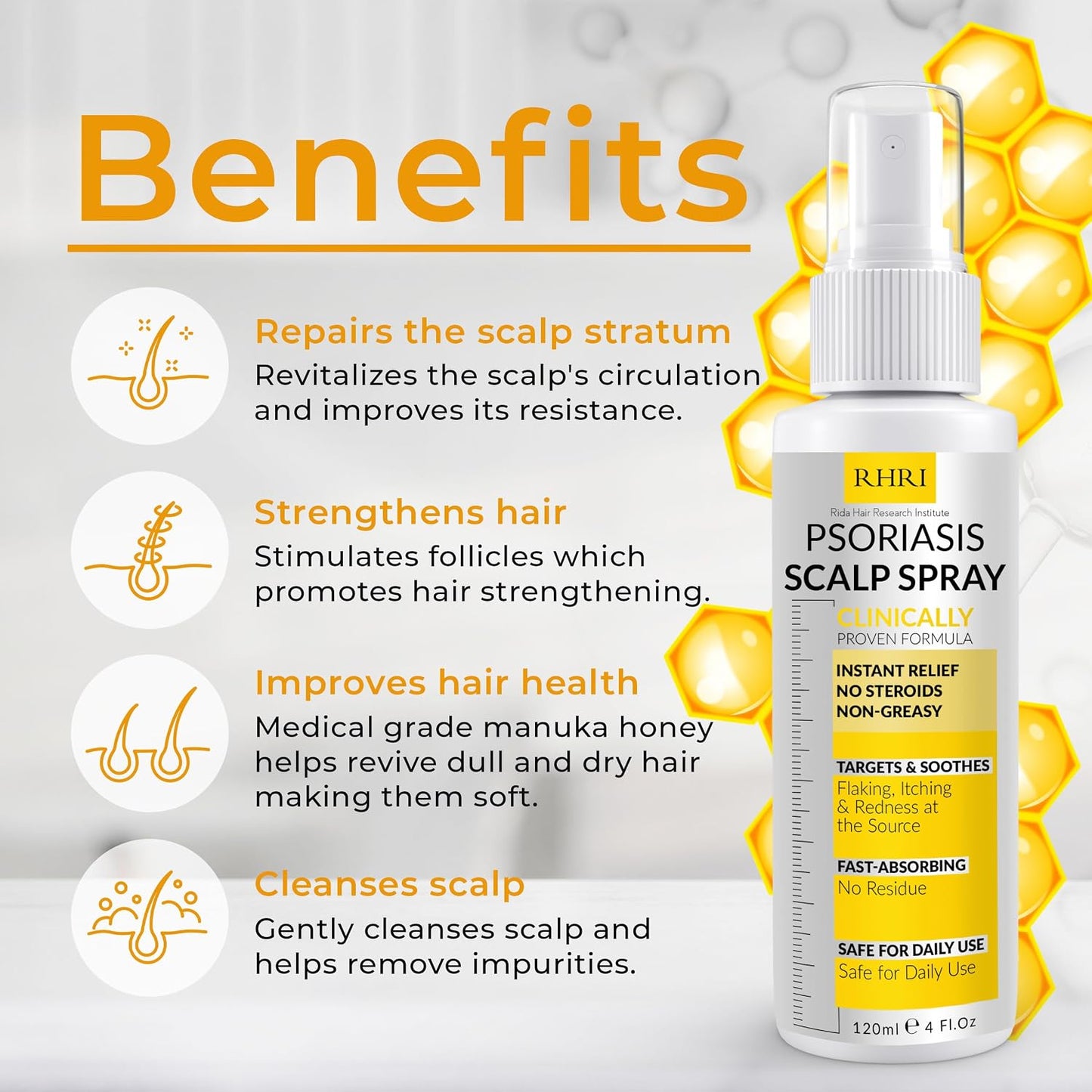 Psoriasis Scalp Spray - Antifungal Treatment for Dandruff, Yeast Infections & Flare-Ups | Soothing Relief for Itchy Scalp