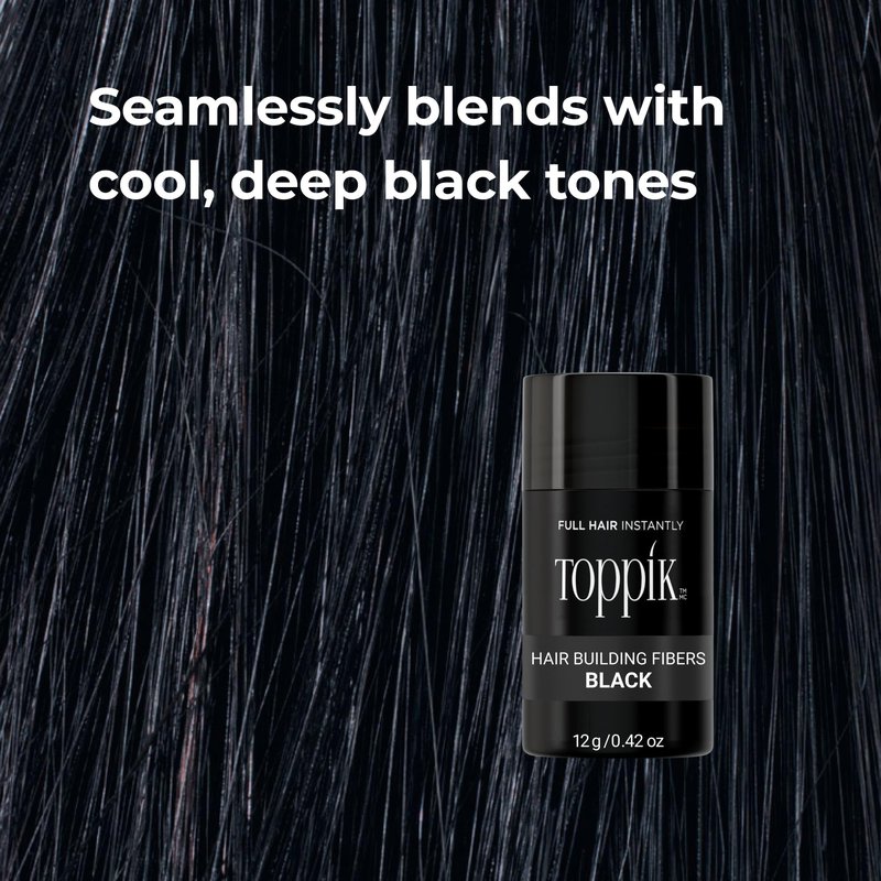 Toppik Hair Building Fibers, Black, 55g Fill In Fine or Thinning Hair, Instantly Thicker, Fuller Looking, 9 Shades for Men & Women, Keratin Protein Formula