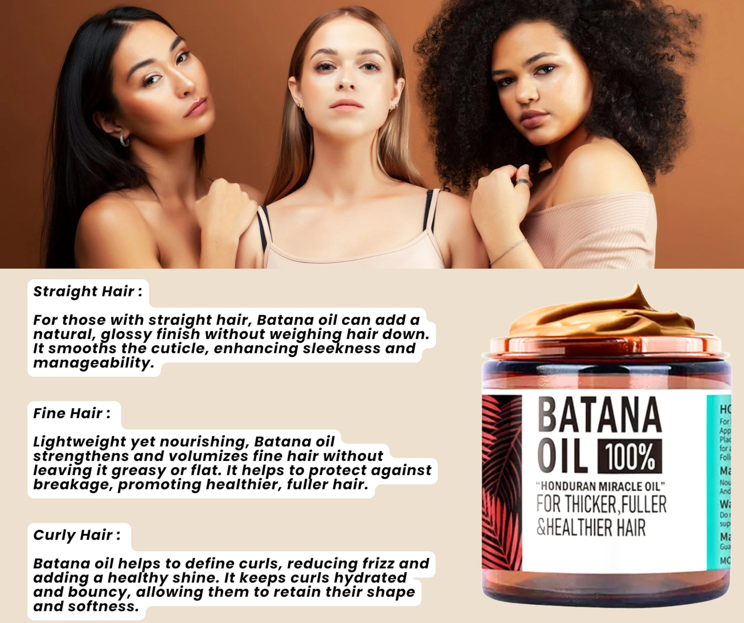 Batana Hair Growth Oil, Supports Regrowth, Penetrates Shaft To Repair And Strengthen, 100% Raw Unrefined, Nourishes, Reduces Breakage & Stronger, Longer Hair