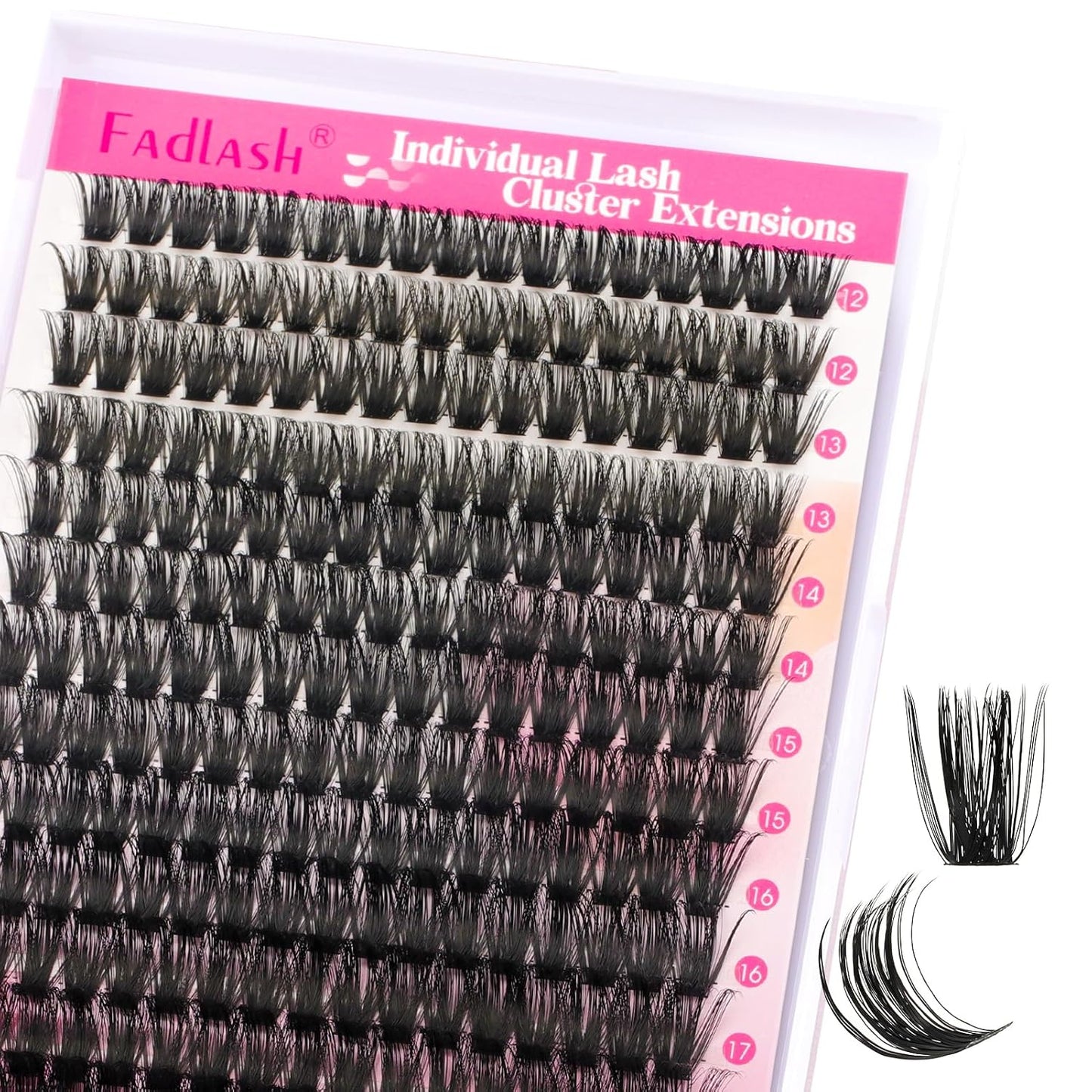 Cluster Lashes - D Curl Wispy Individual Eyelash Extensions for Natural Look | Reusable Fluffy DIY Kit (12-18mm Mix)