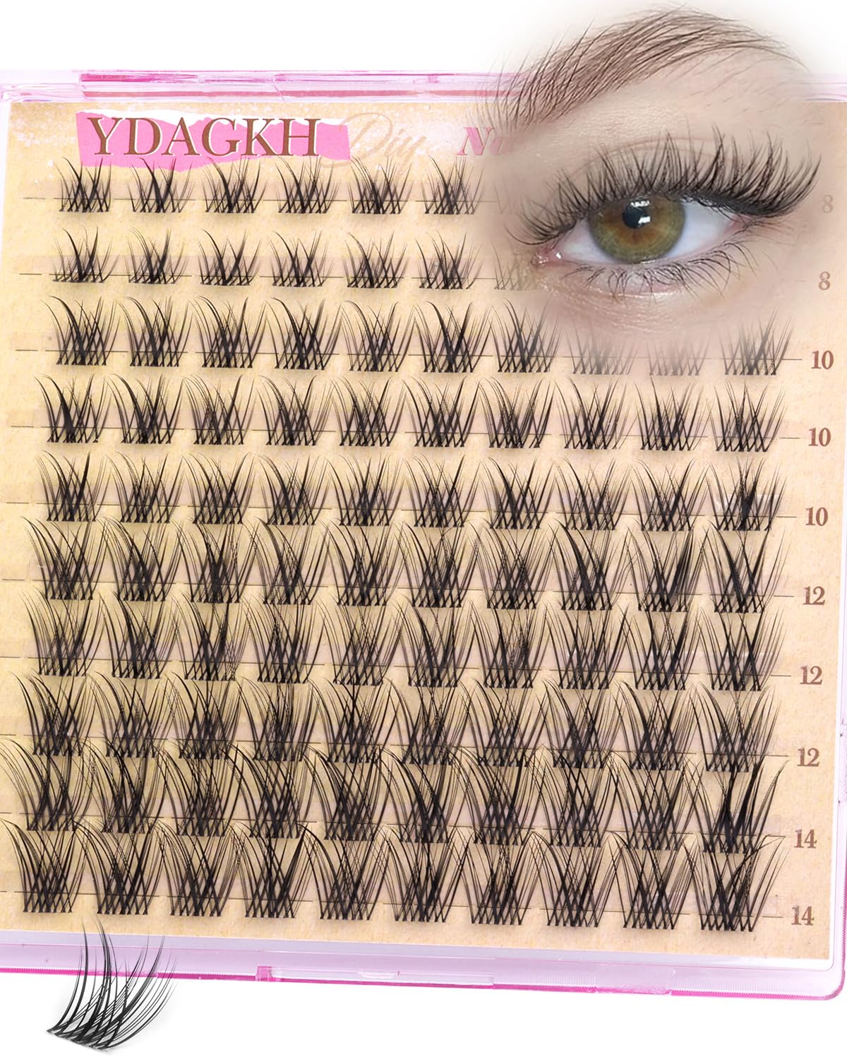 Natural Eyelash Clusters - Short Spiky Wispy Extensions 8-14mm | Ultra-Thin Band C Curl DIY Lashes