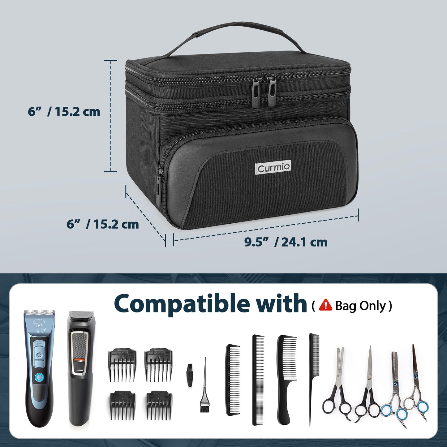 CURMIO Double Layer Hair Clipper Travel Case for Men Hair Cutting Tools