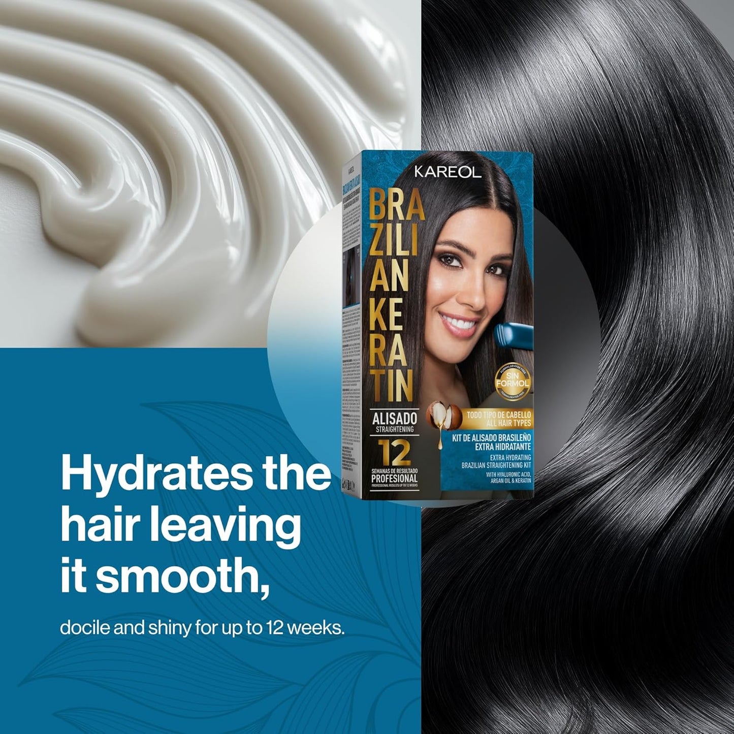 Brazilian Straightening Kit - Extra Hydrating Keratin Treatment with Hyaluronic Acid & Argan Oil | Formaldehyde Free