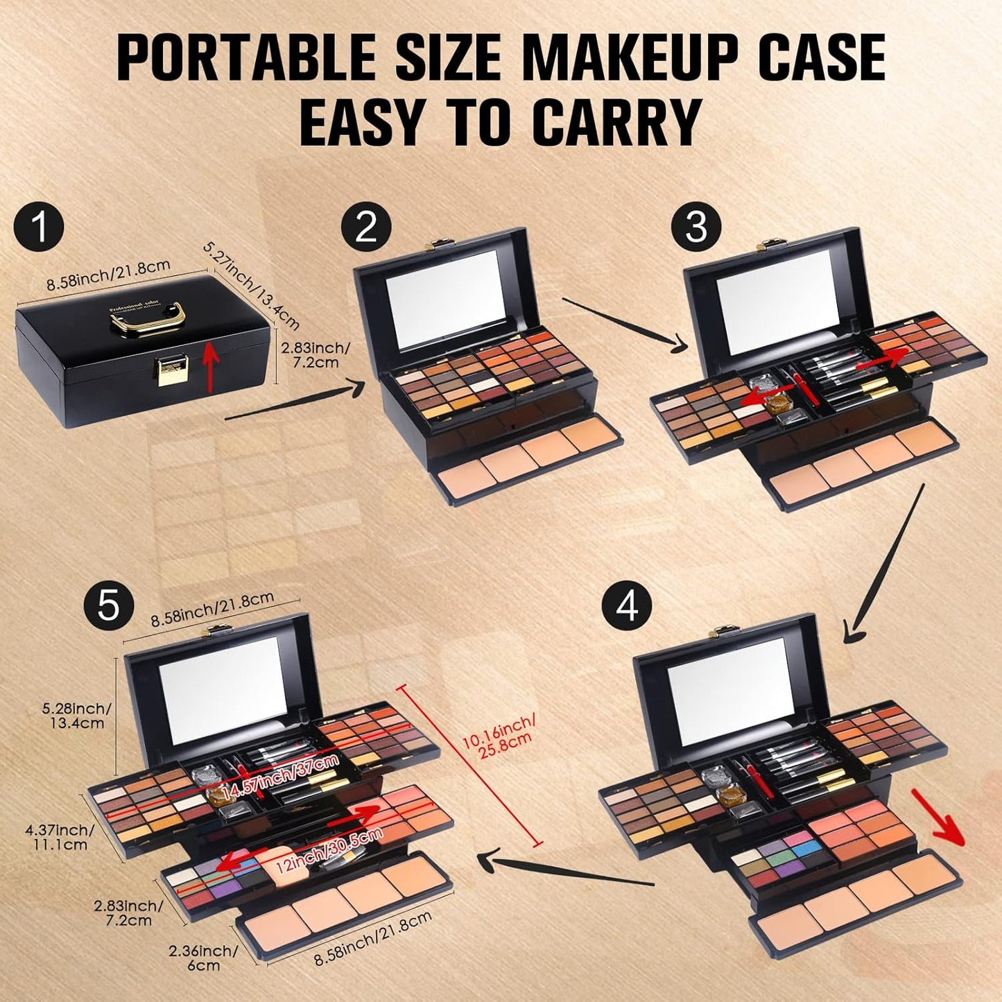 Professional Makeup Kit - 58 Color All-in-One Gift Set for Women | Includes Eyeshadow, Lipstick, Blusher & More