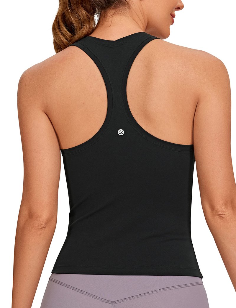 CRZ YOGA Butterluxe Racerback Tank Tops for Women - Yoga Workout Casual Gym Athletic Camisole Tight Sleeveless Shirts Black Small
