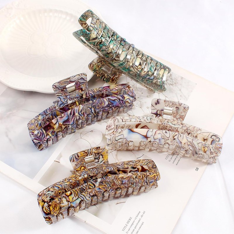 Large Rectangle Non-Slip Hair Clips for Women | Strong Hold Jaw Clamps for Thin to Medium Thick Hair
