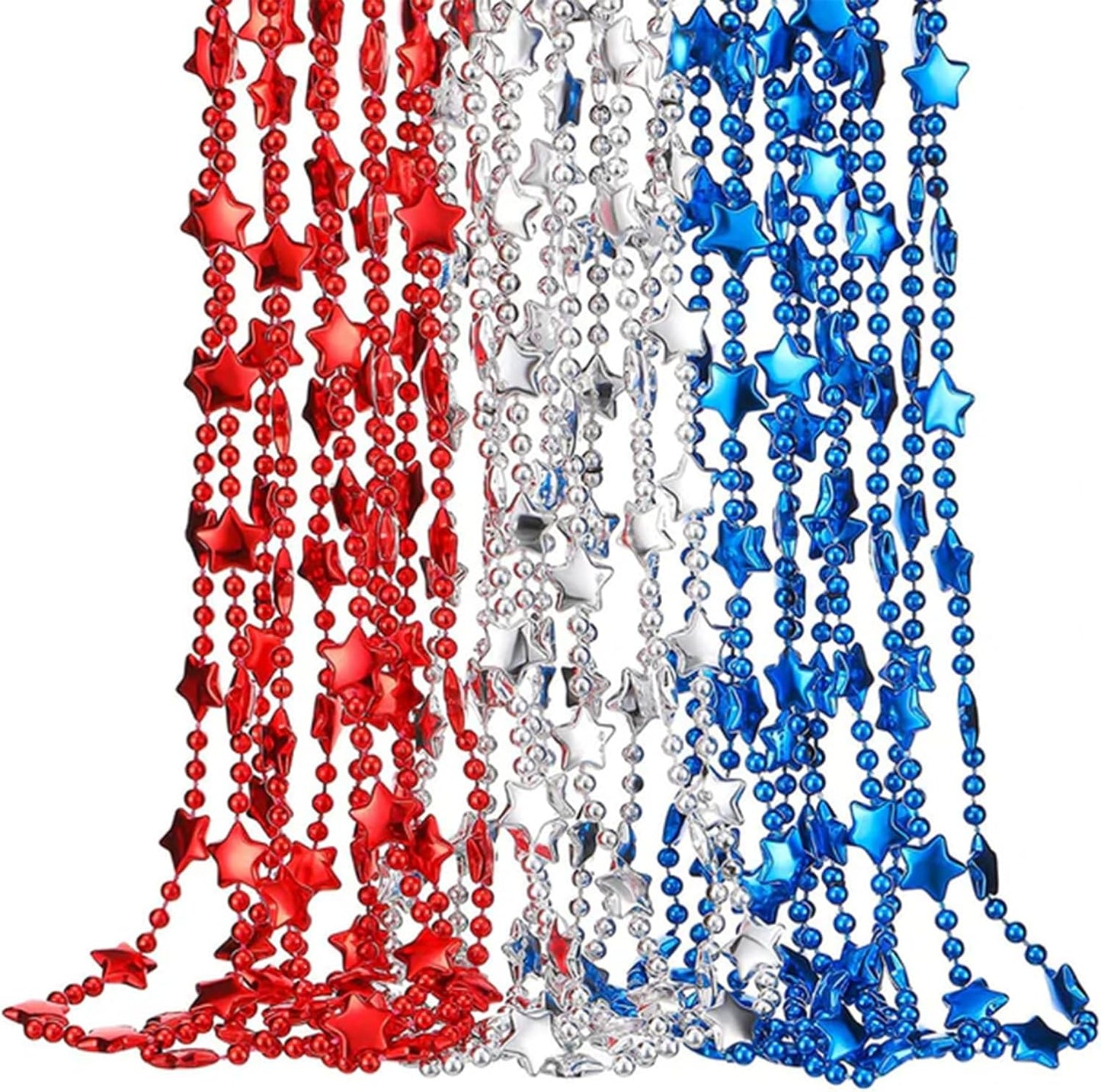 Patriotic Star Shaped Necklace Set - 21 Pcs 4th of July Red-White-Blue Party Accessories | Ideal for Adults