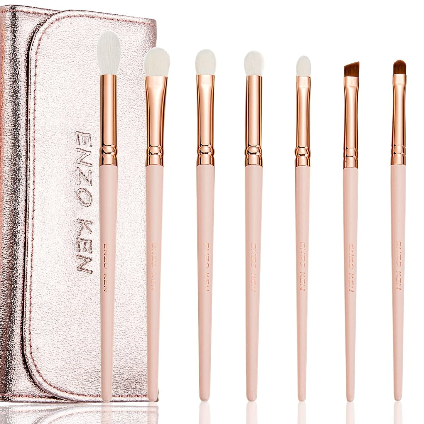 Natural Goat Hair Makeup Brush Set - Professional Walnut Cosmetic Brushes with Case | Soft Bristles for Flawless Application
