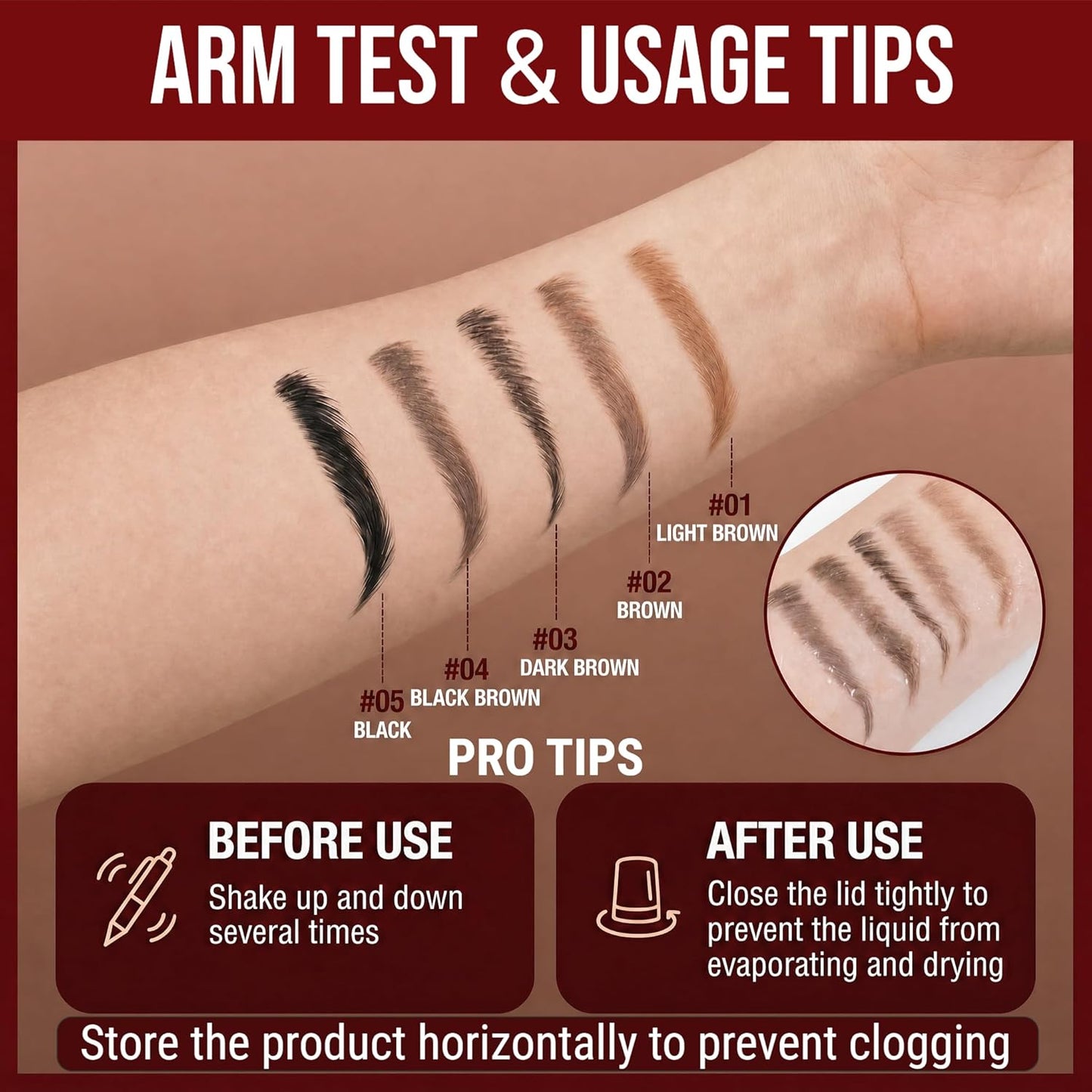 Eyebrow Pencil - 2-in-1 Microblading Pen with Ultra-Fine Tips | Waterproof Light Brown for Natural Fuller Brows