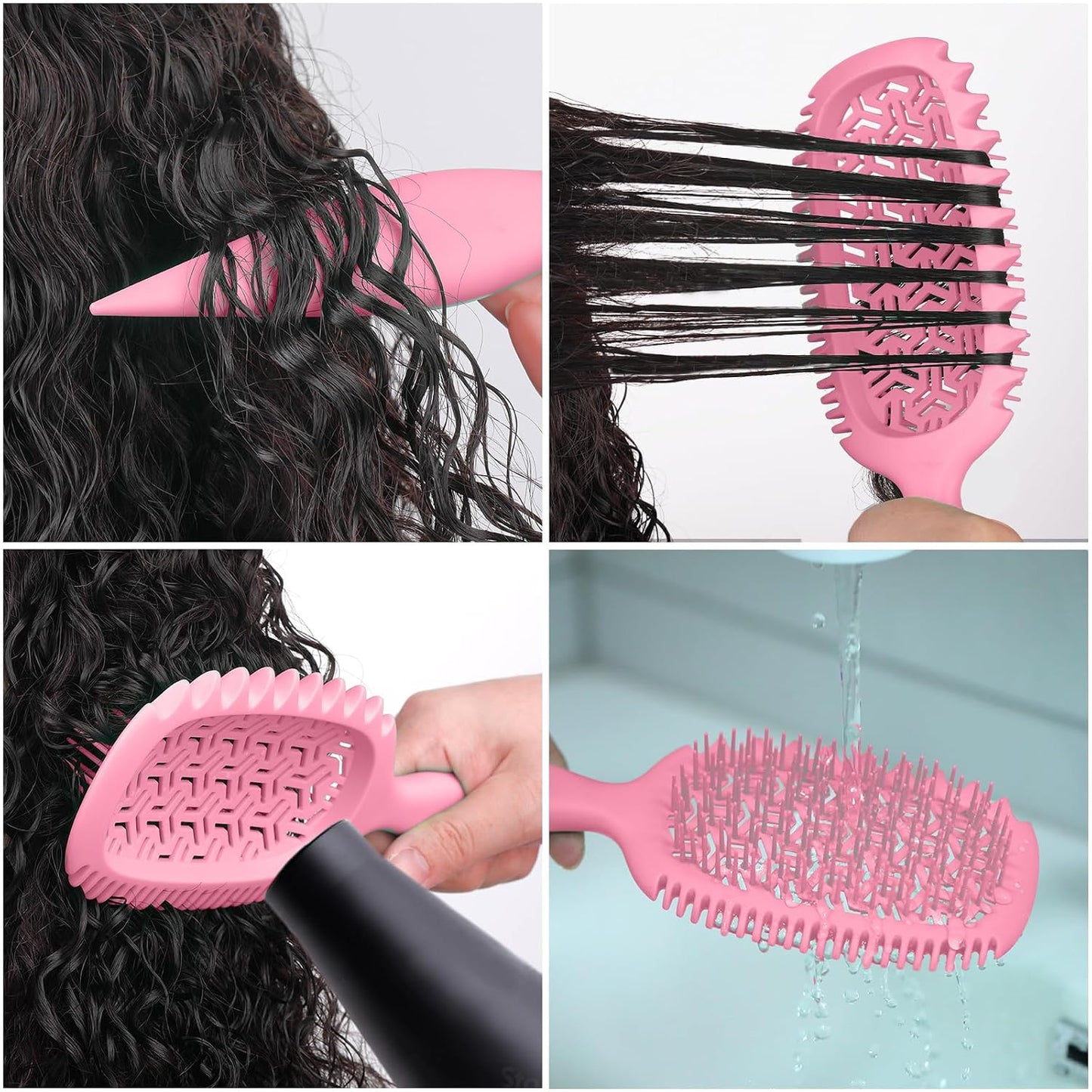 AirFlow Curl Defining Brush - Pink Detangling Brush for Curly Hair | Ventilated Design for All Hair Types