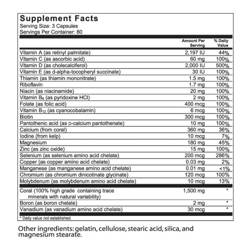 Barefoot Coral Calcium Complete 240 Count - Coral Calcium 1500mg Capsules - Bone Health - 72 Trace Minerals, Calcium, Magnesium & Vitamin D3 - Developed by Bob Barefoot