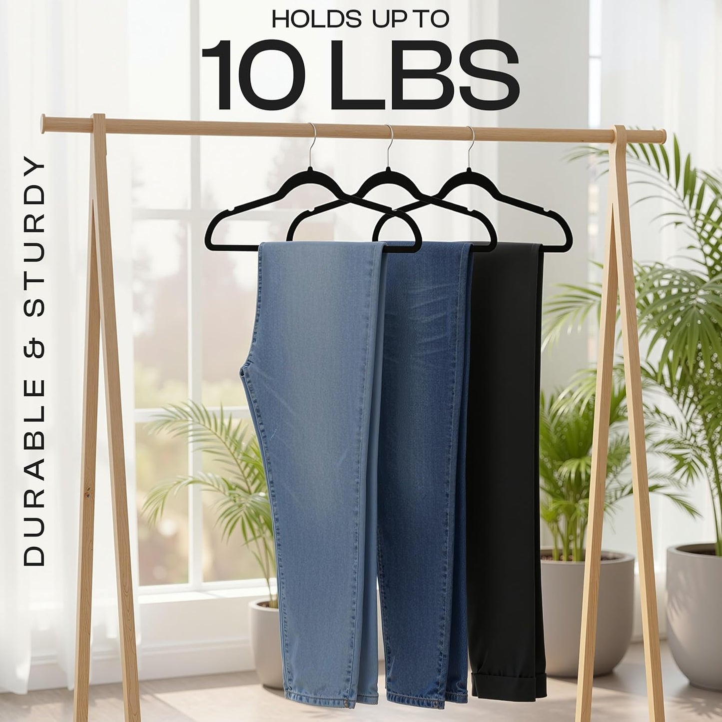 Utopia Home Velvet Hangers - Non-Slip Slim Coat & Pant Hangers | 50 Pack, 360° Swivel Hook, Black