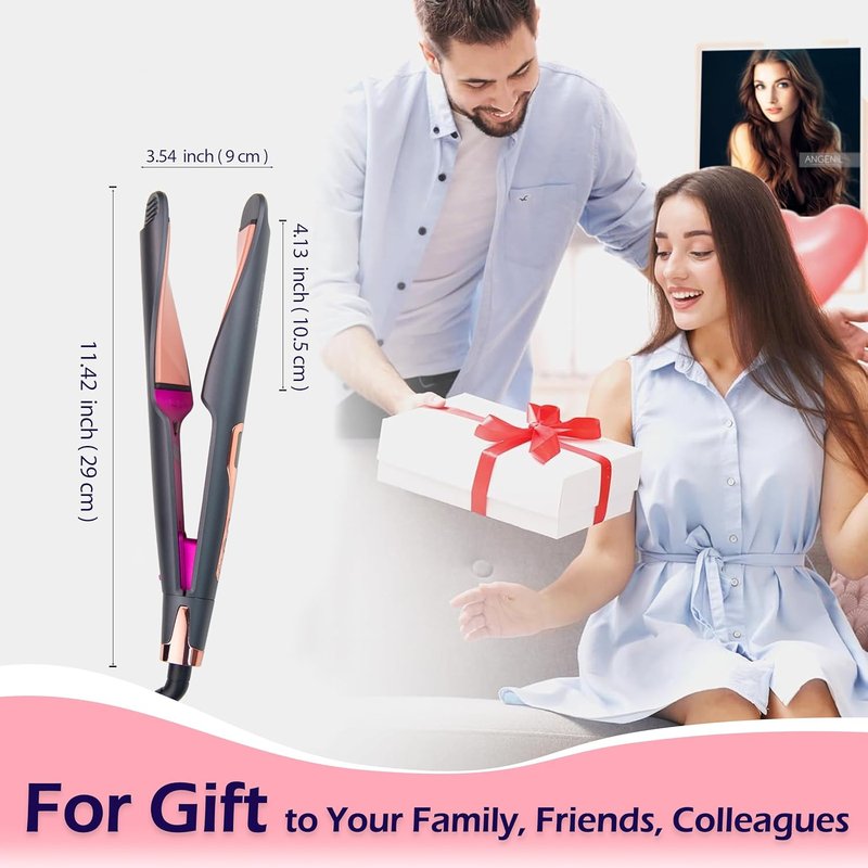Pro Twist Ceramic Flat Iron - 2 in 1 Hair Straightener & Curler | 1 Inch, Fast Heating, LCD Display, 11 Temp Settings (250℉-450℉)