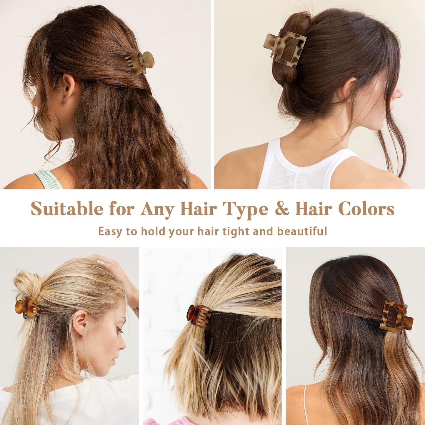 Small Hair Clips for Women - 8 PCS Cute Non-Slip Leopard Print Claw Clips for Fine & Short Hair | Tortoise