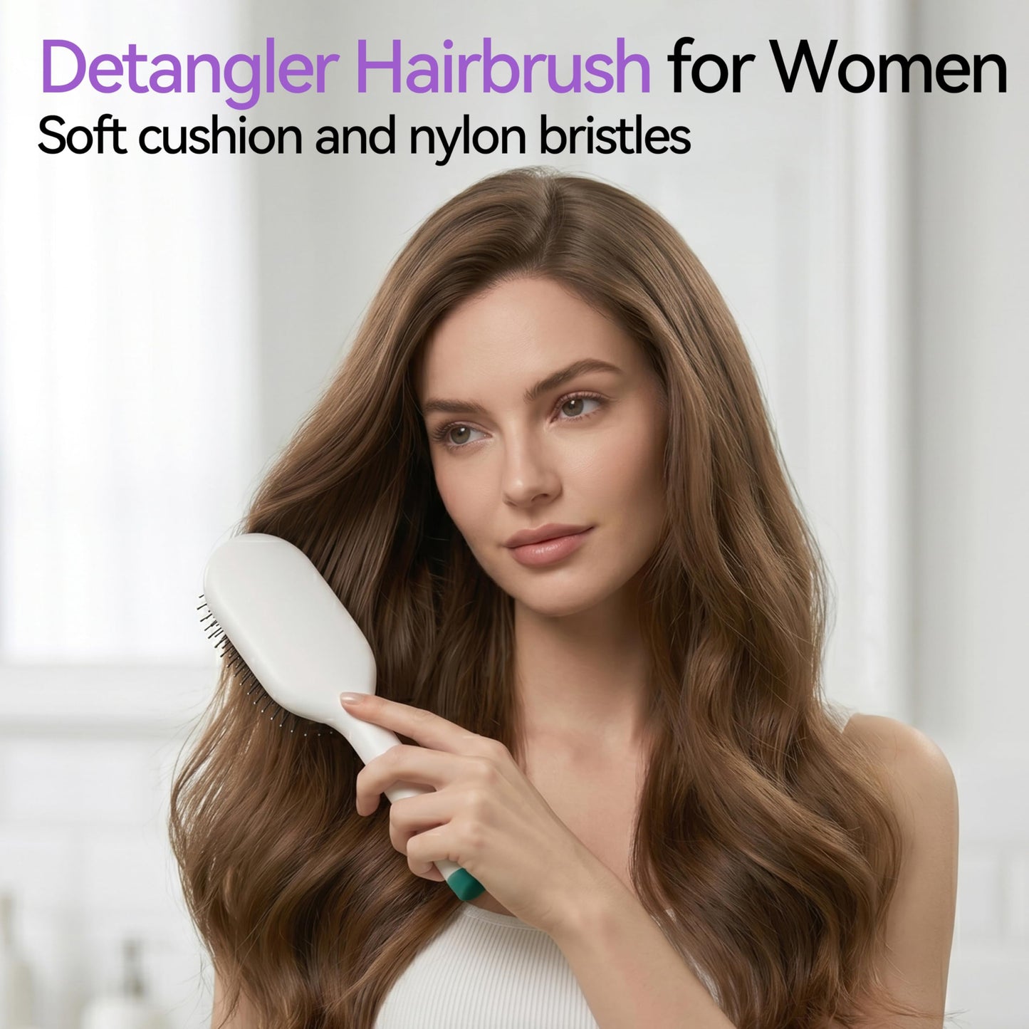 Detangling Brush Tangle-Free, Detangler Hairbrush for Wet & Dry, Pain-Free Hair Brush for Women & Men, Soft & Flexible Cushion & Bristles for Straight, Curly, & Thick Hair