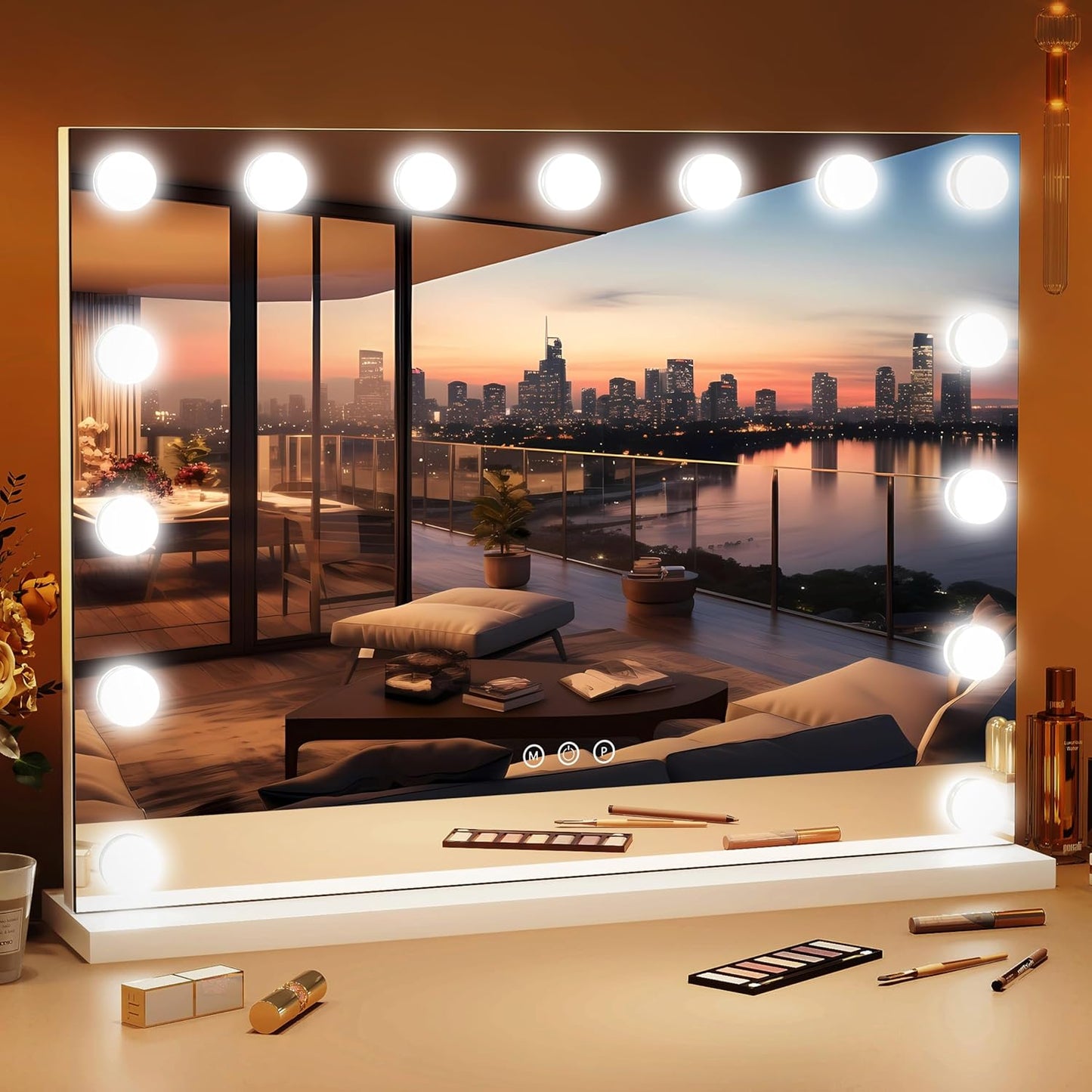 Lighted Vanity Mirror - 23x18 Inch Dimmable LED with Touch Control | Large Makeup Mirror for Dressing Room