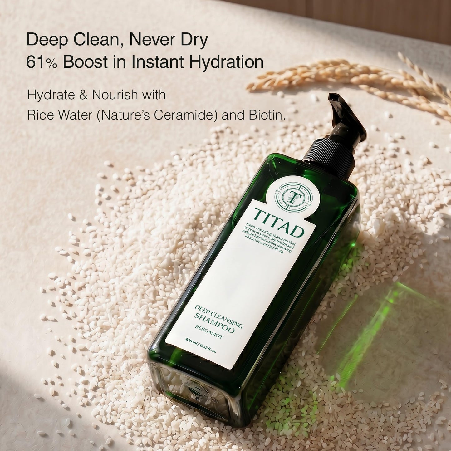 TITAD Scalp Detox Clarifying Shampoo for Buildup & Oily Scalp – Sulfate-Free Rice Water & AHA | Deep Cleansing for Dry Shampoo Residue | Korean Hair Care, Vegan