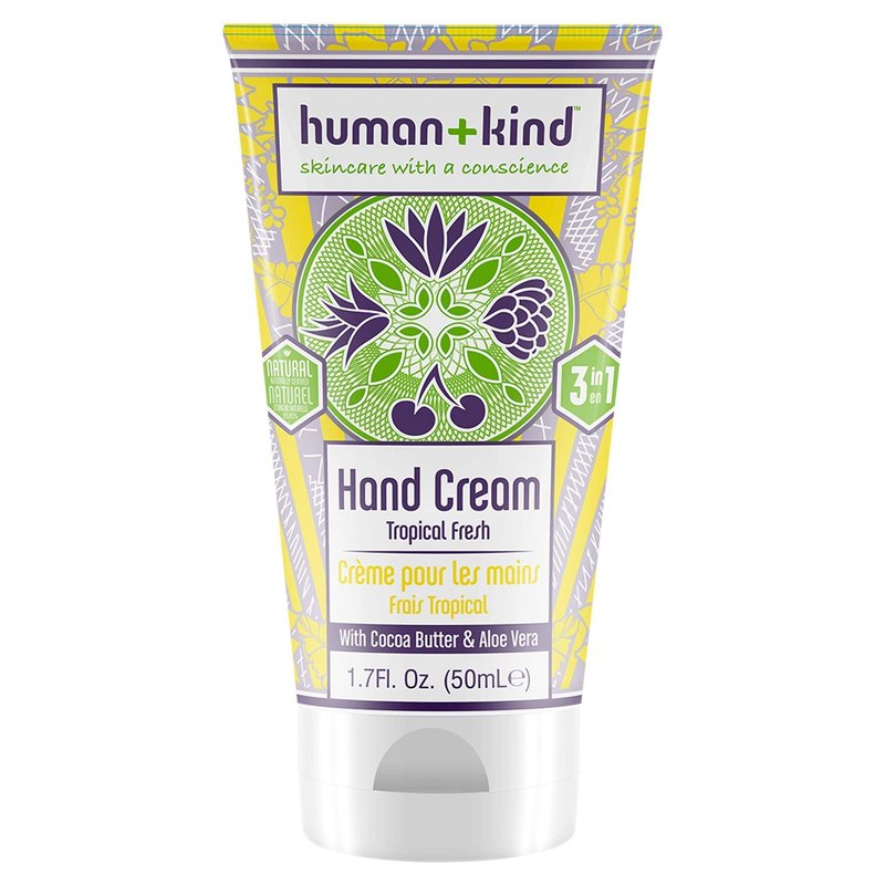 Human+Kind Moisturizing Hand Cream Tropical Fresh - Hydrating Cream with Avocado Oil and Shea Butter - Intense, Fast Absorbing Moisturizer for Smooth Skin - For Dry, Cracked Skin - 1.7 oz
