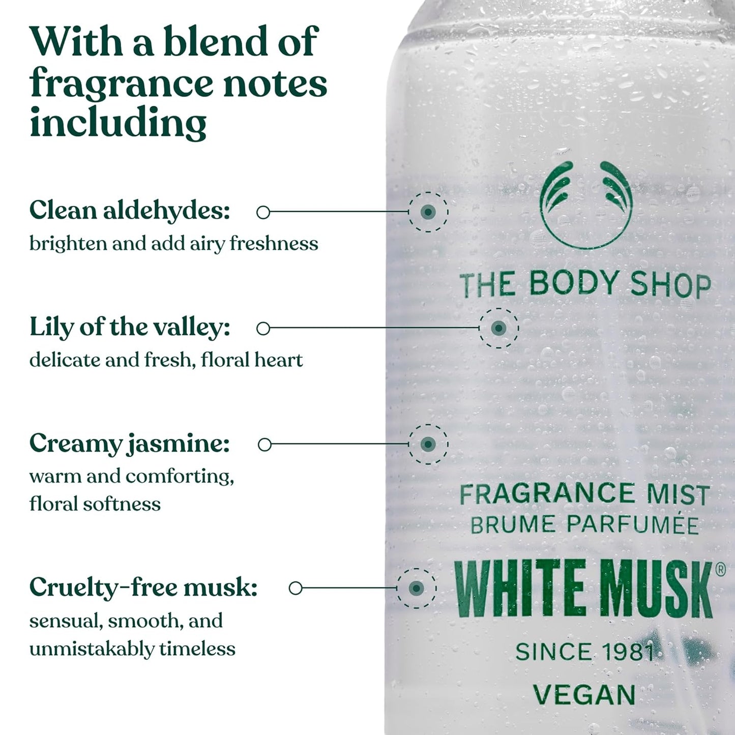 White Musk Body Mist - Unisex Fragrance with Jasmine & Lily | Vegan & Cruelty-Free, 100 ml / 3.3 fl oz
