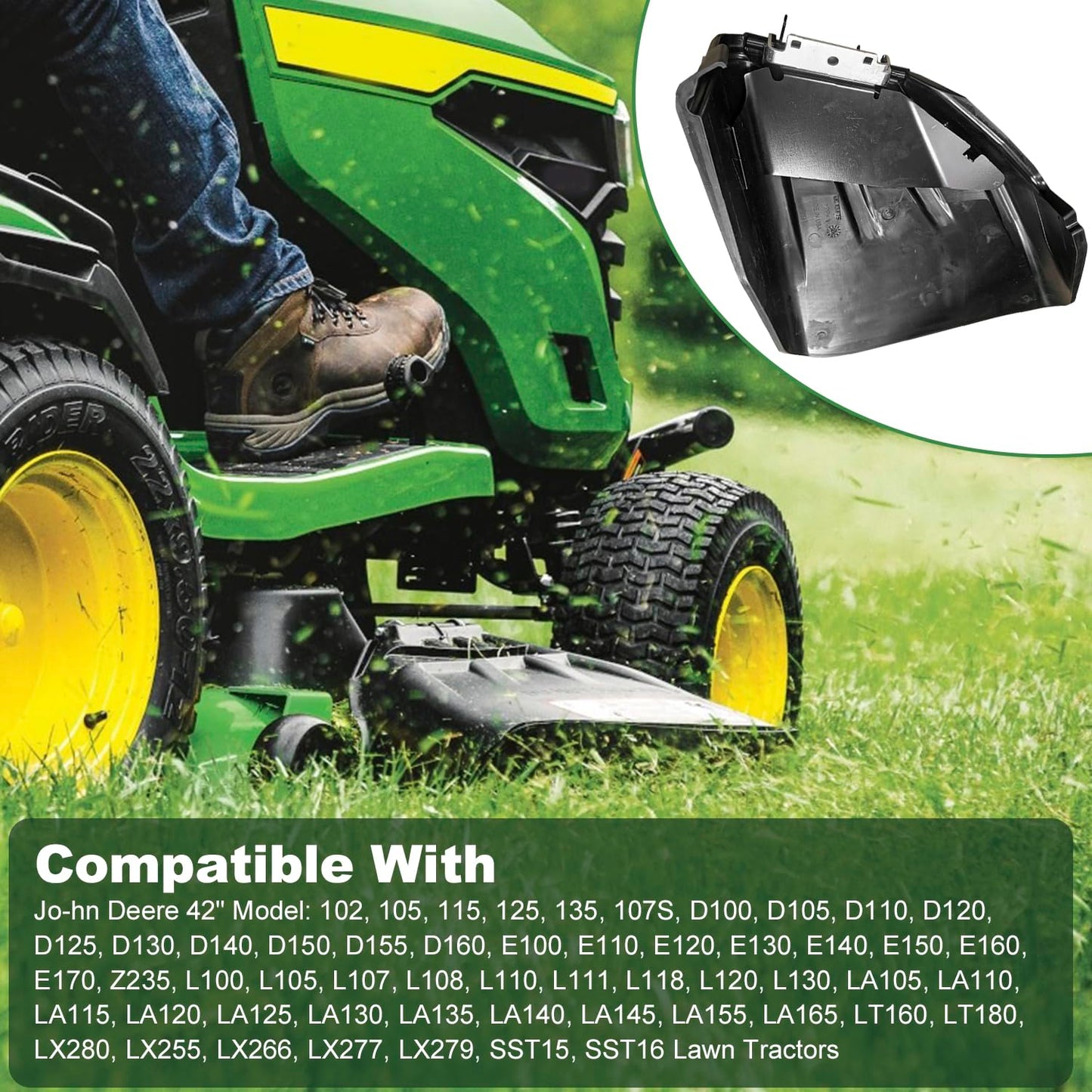 deawater Lawn Tractor Discharge Chute Kit AUC11996, Compatible with Jo-hn D-eere E100 E110 E120 E140 E150 E160 E170 D100 D105 D110 D120 LA155 Z225 Z245, 42-48 inch