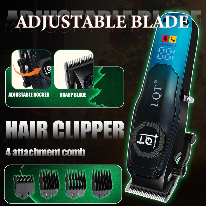 LQT Professional Hair Clippers for Men, Cordless Beard Trimmer Kit with Nose Trimmer & LED Display - Electric Shaver & Haircut Machine for Barbers