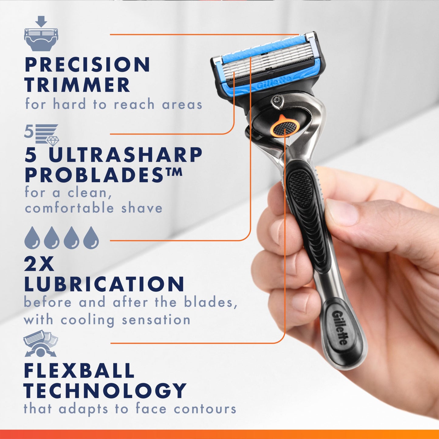 Gillette ProGlide Chill Razor Refills for Men, 4 Blade Refills