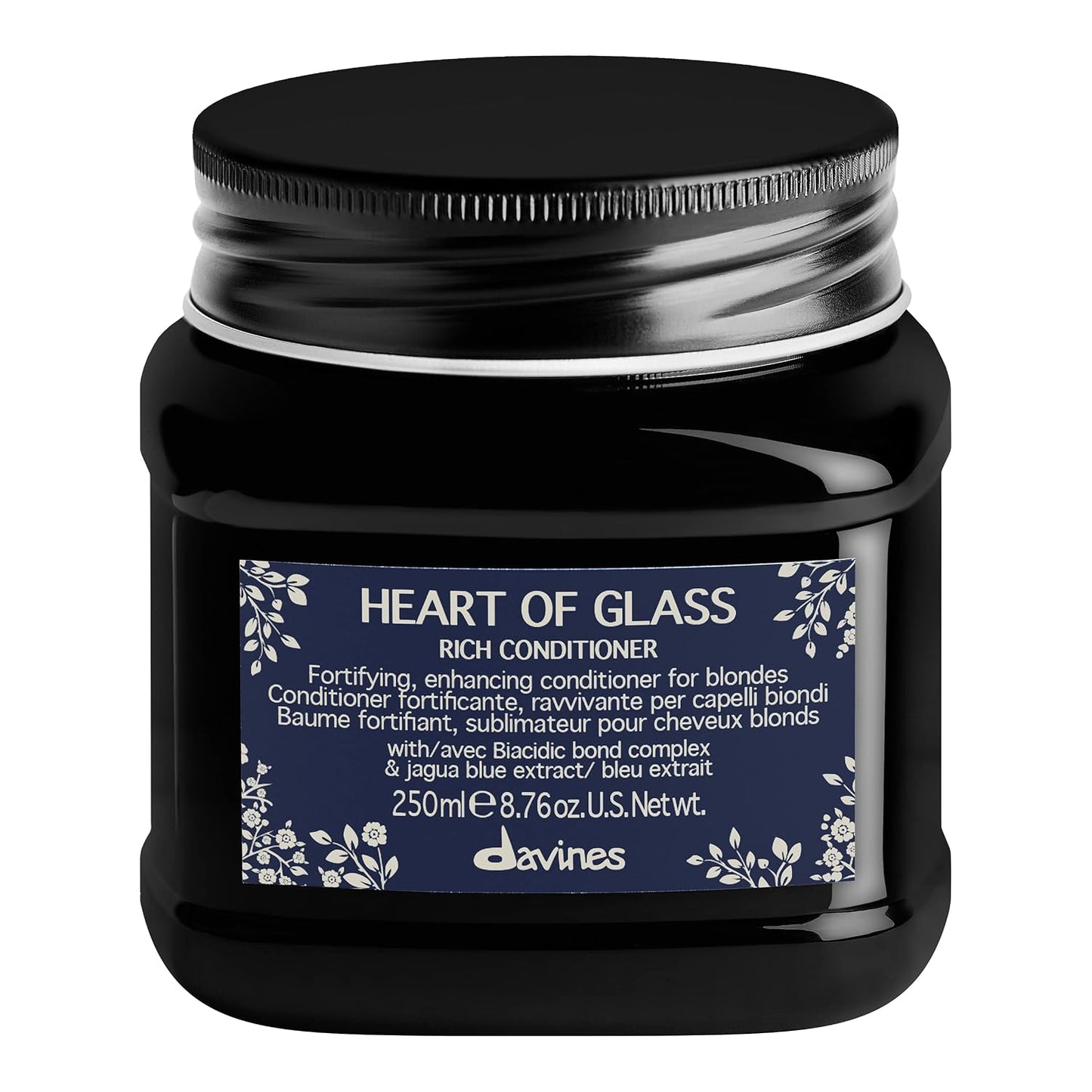 Davines Heart of Glass Conditioner - Fortifying Treatment for Blonde & Silver Hair | Nourishing Biacidic Bond Complex, Weightless Finish
