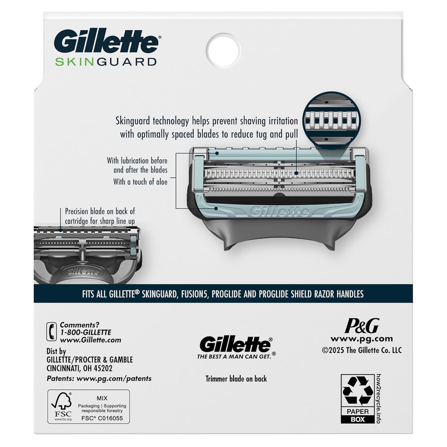 Gillette SkinGuard Razor Blade Refills - 8 Count for Sensitive Skin | Lubricated Cartridges