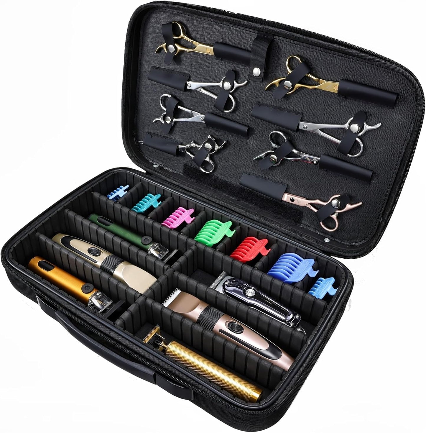 Barber Clippers Case - 17-Inch X-Large Travel Bag for Hair Cutting Supplies | Grooming Organizer for Men & Pets - Black