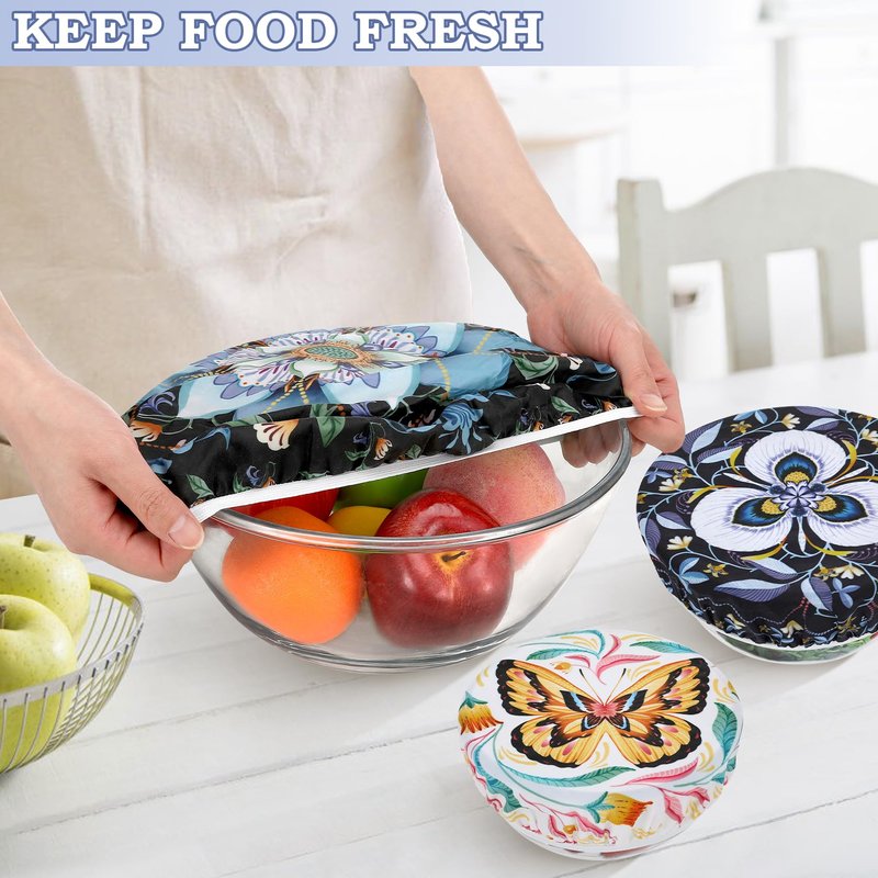 Revahope 5-Size Reusable Beeswax Bowl Covers for Bread Proofing, Cotton Cloth Flexible Beeswax Wraps for Food Storage