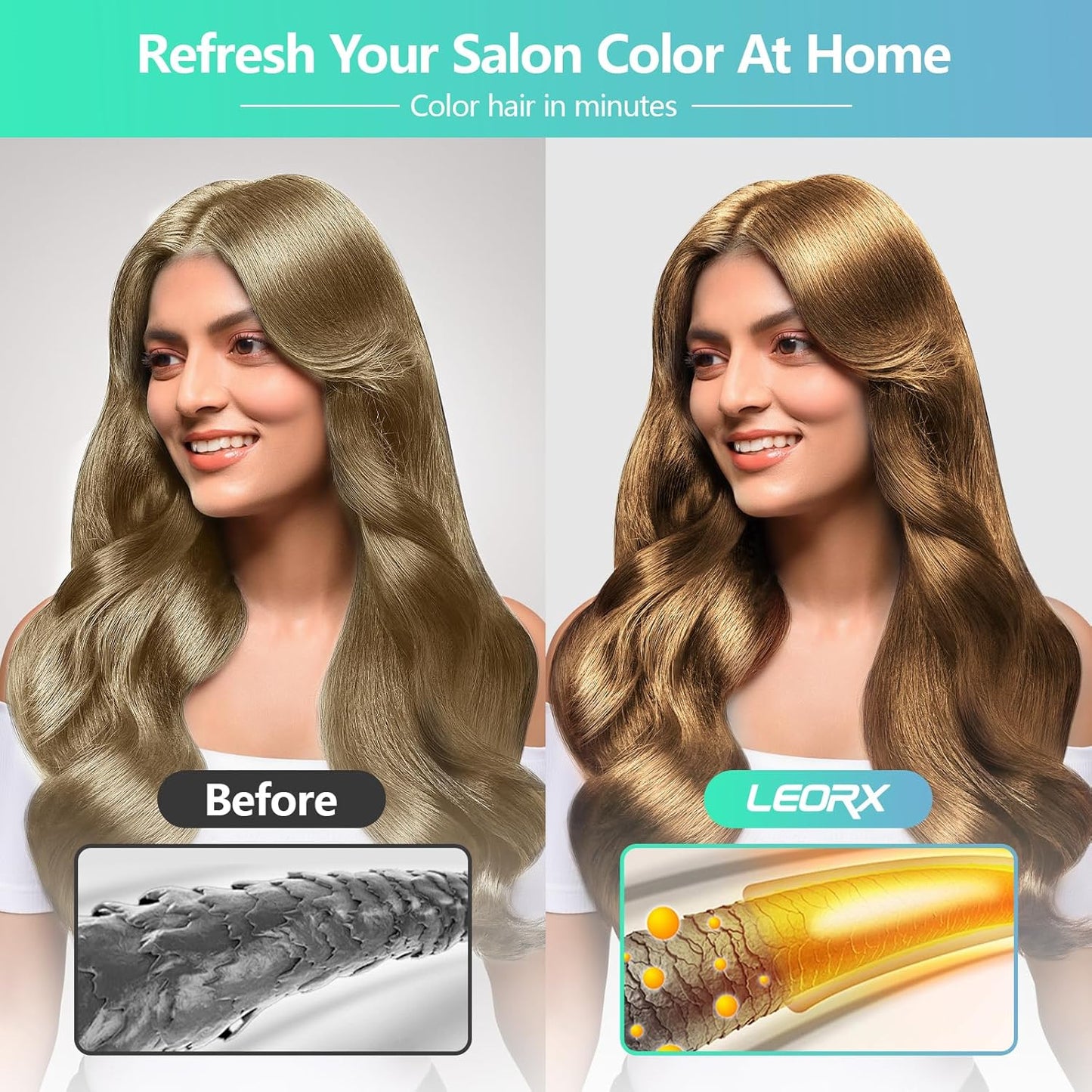 Copper Brown Hair Dye Shampoo - 3 In 1 Herbal Formula for Instant Color Refresh | Unisex Hair Treatment